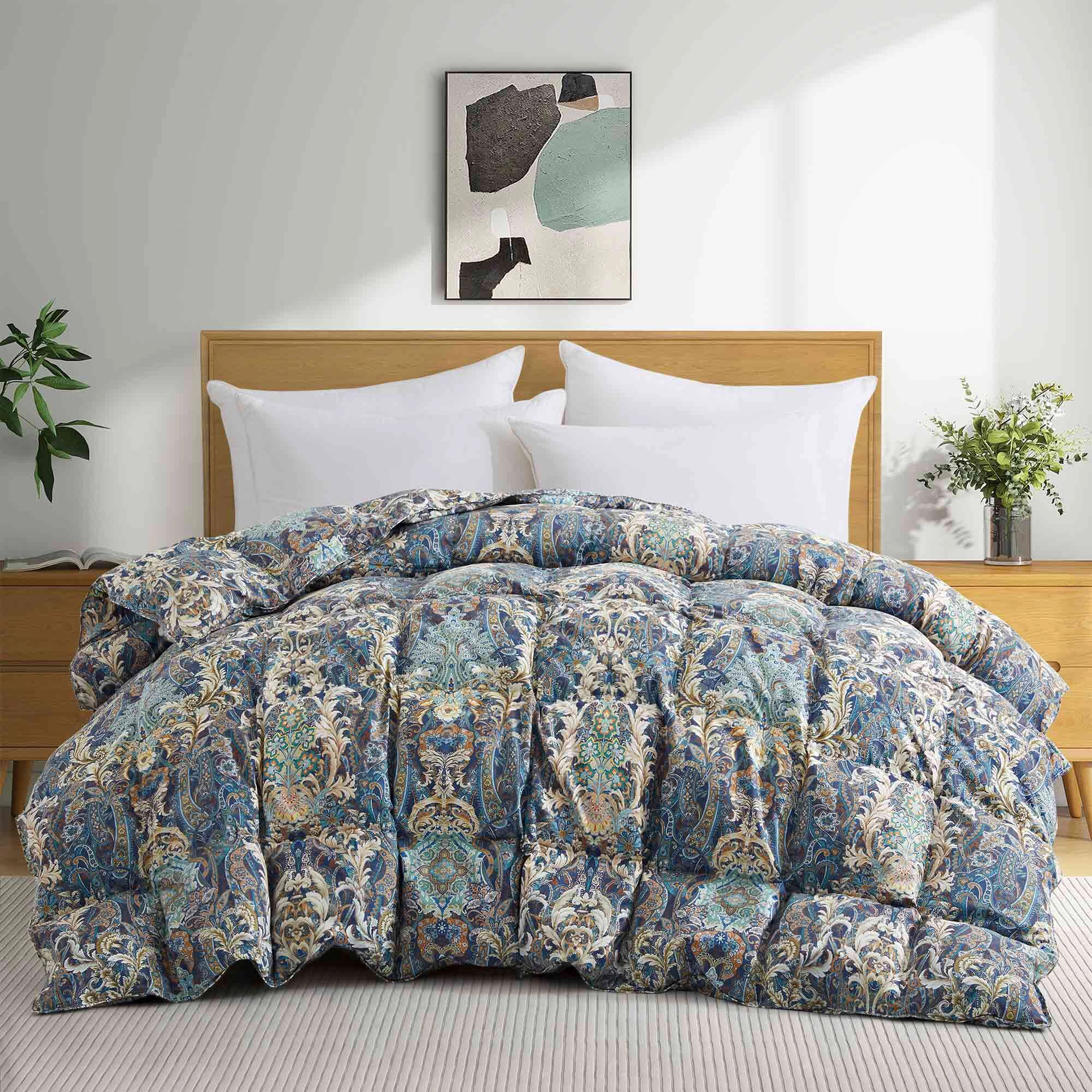 PEACENEST Printed Feather Fiber Comforter All Season Soft Duvet Insert
