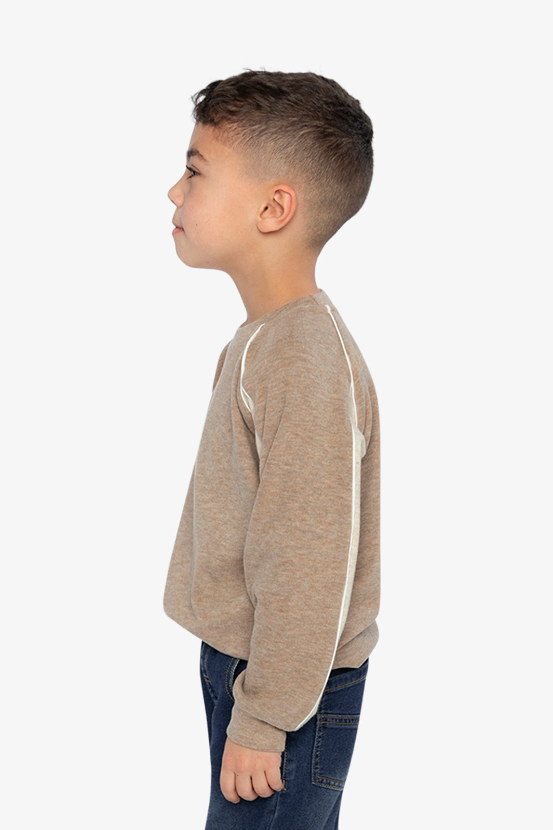 Deux par Boys Brushed Jersey Crewneck Top with Raglan Sleeves