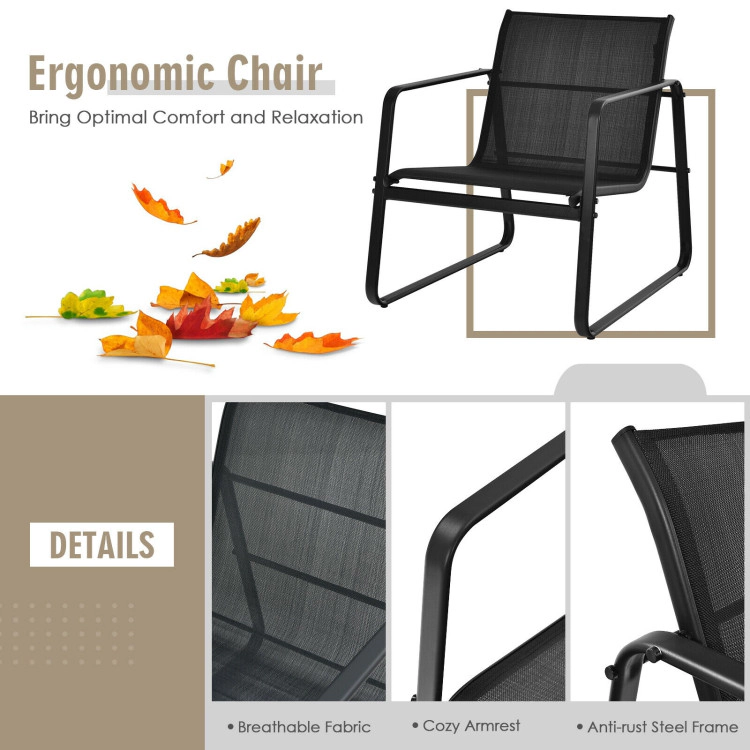 Hivvago 3 Pieces Patio Bistro Furniture Set With Glass Top Table Garden Deck