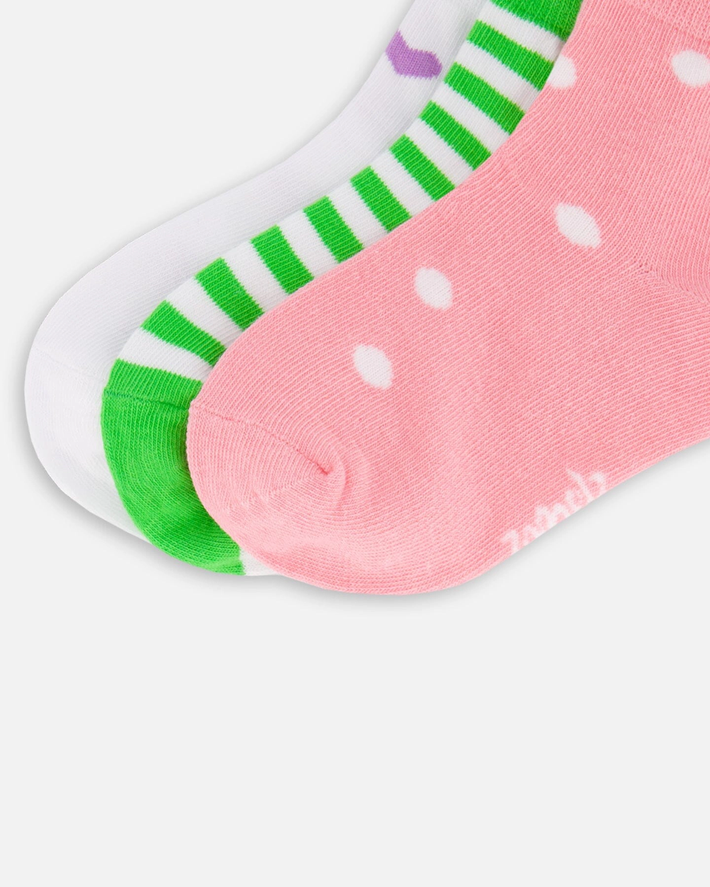 Deux par Girls Polka Dot Striped and Heart Print Three-Pair Sock Set