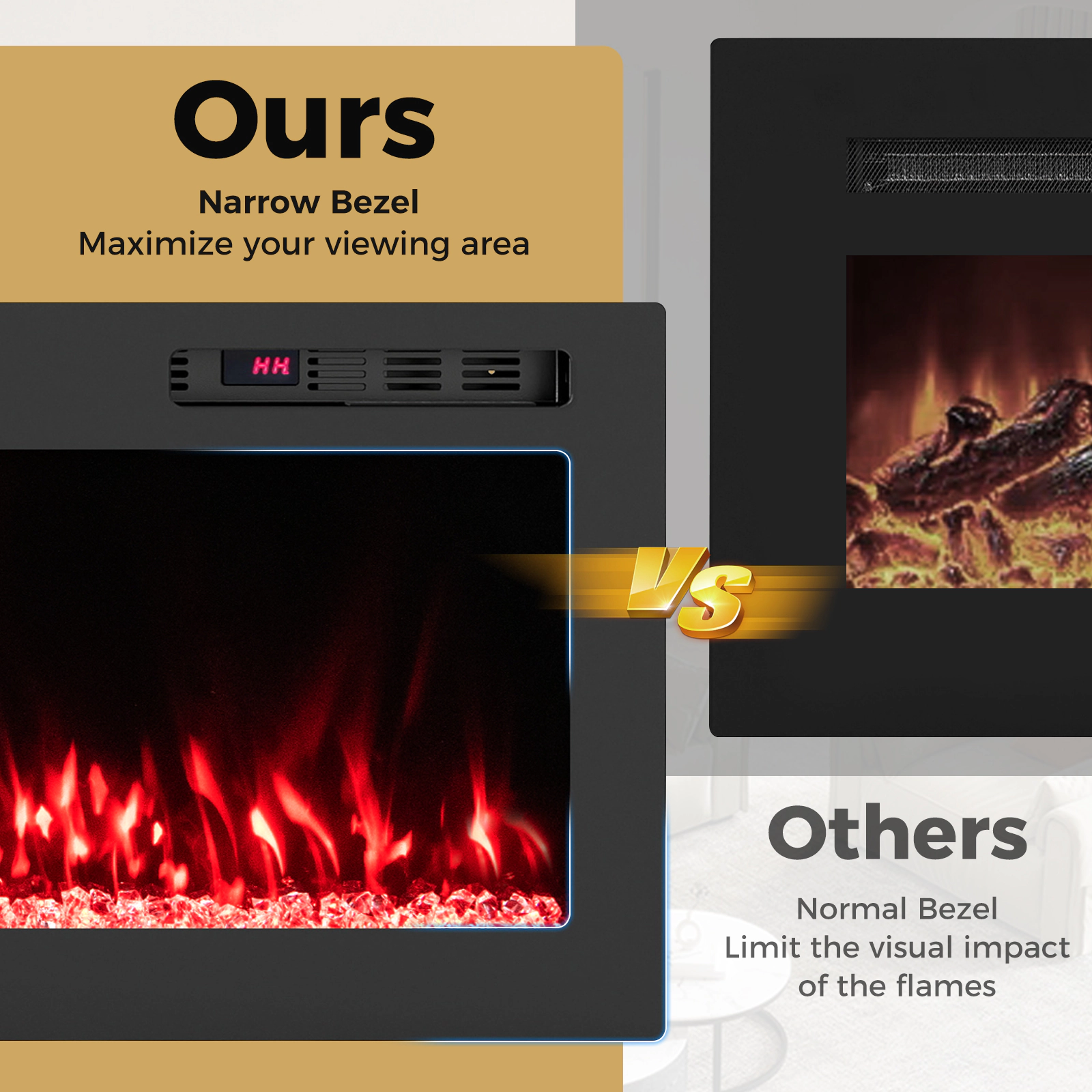 SUGIFT Smart WiFi Wall Mounted and Recessed Electric Fireplace 750W/1500W 42-in Black Heater with App and Remote Control