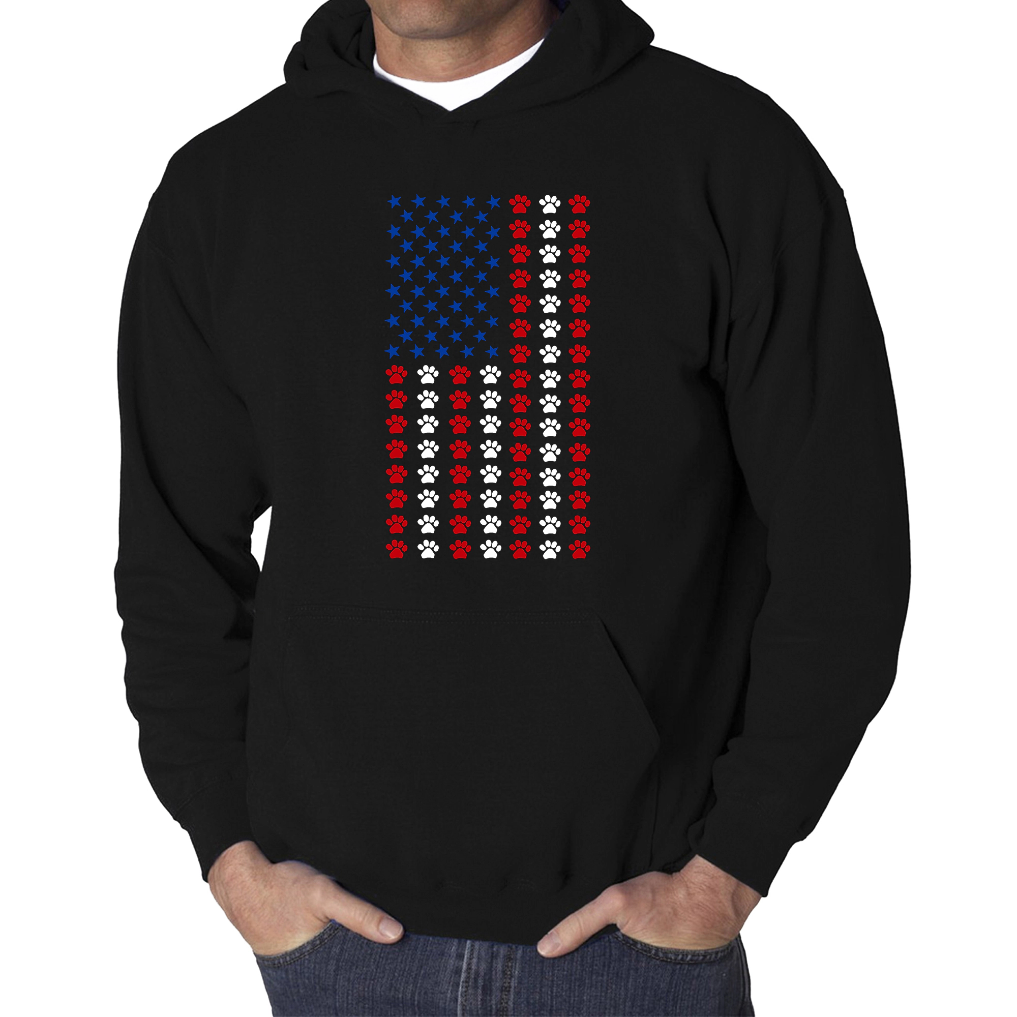 LA Pop Art Paws Flag - Men's Word Hooded Sweatshirt