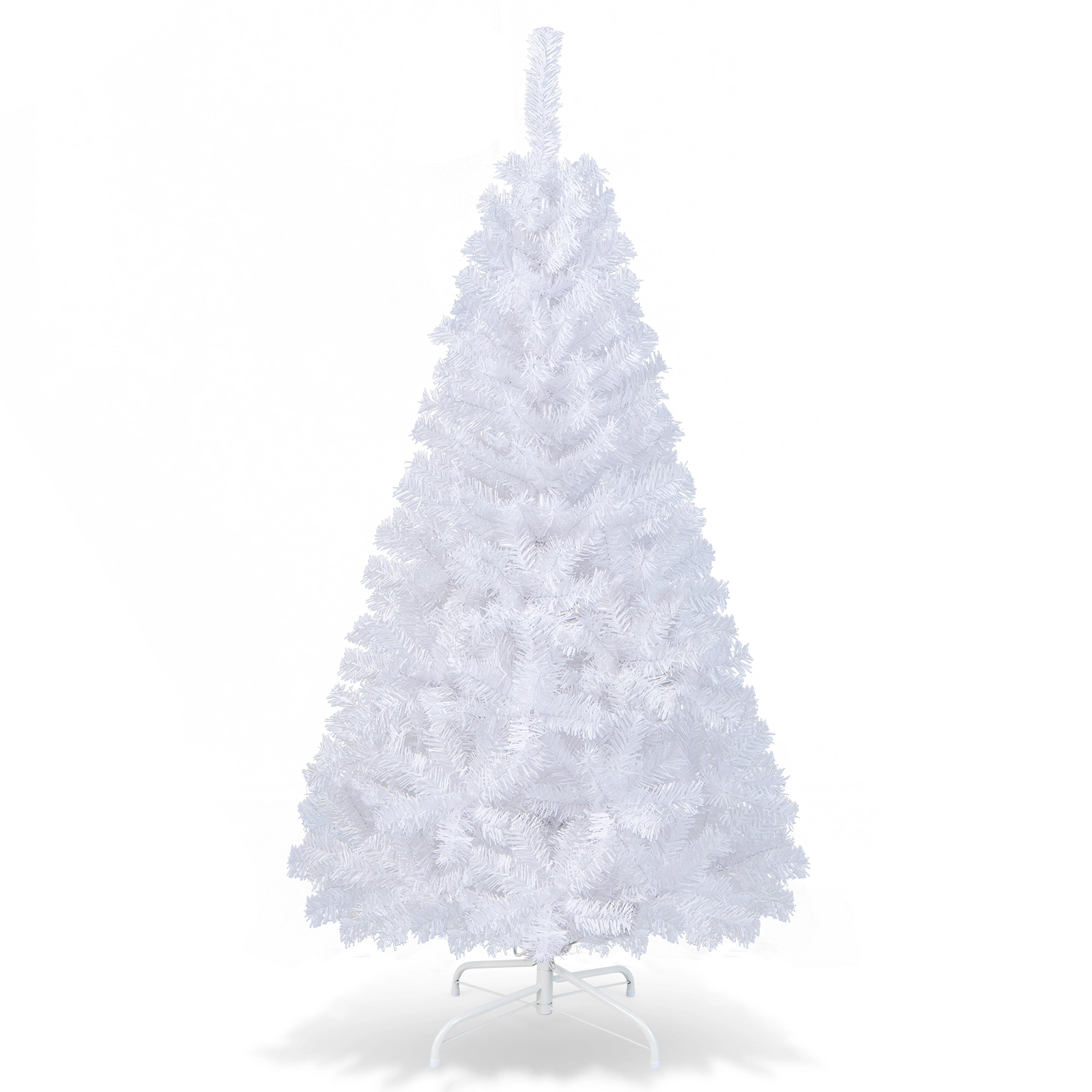 SUGIFT PVC Artificial Christmas Tree with Metal Stand 4.9-ft Tall 350 Tips Easy-Store 3-Piece White Indoor Outdoor