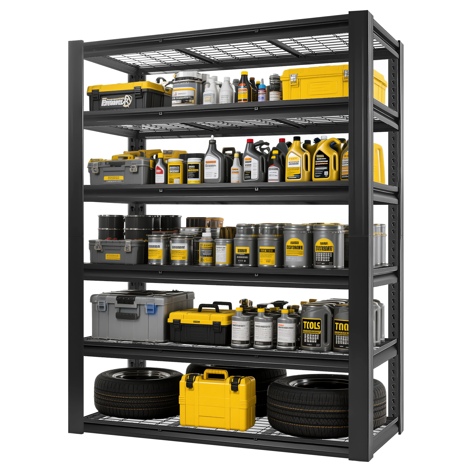 Flynama 6 Tier Heavy Duty Black Utility Shelving Unit 60 in W x 24 in D x 84 in H
