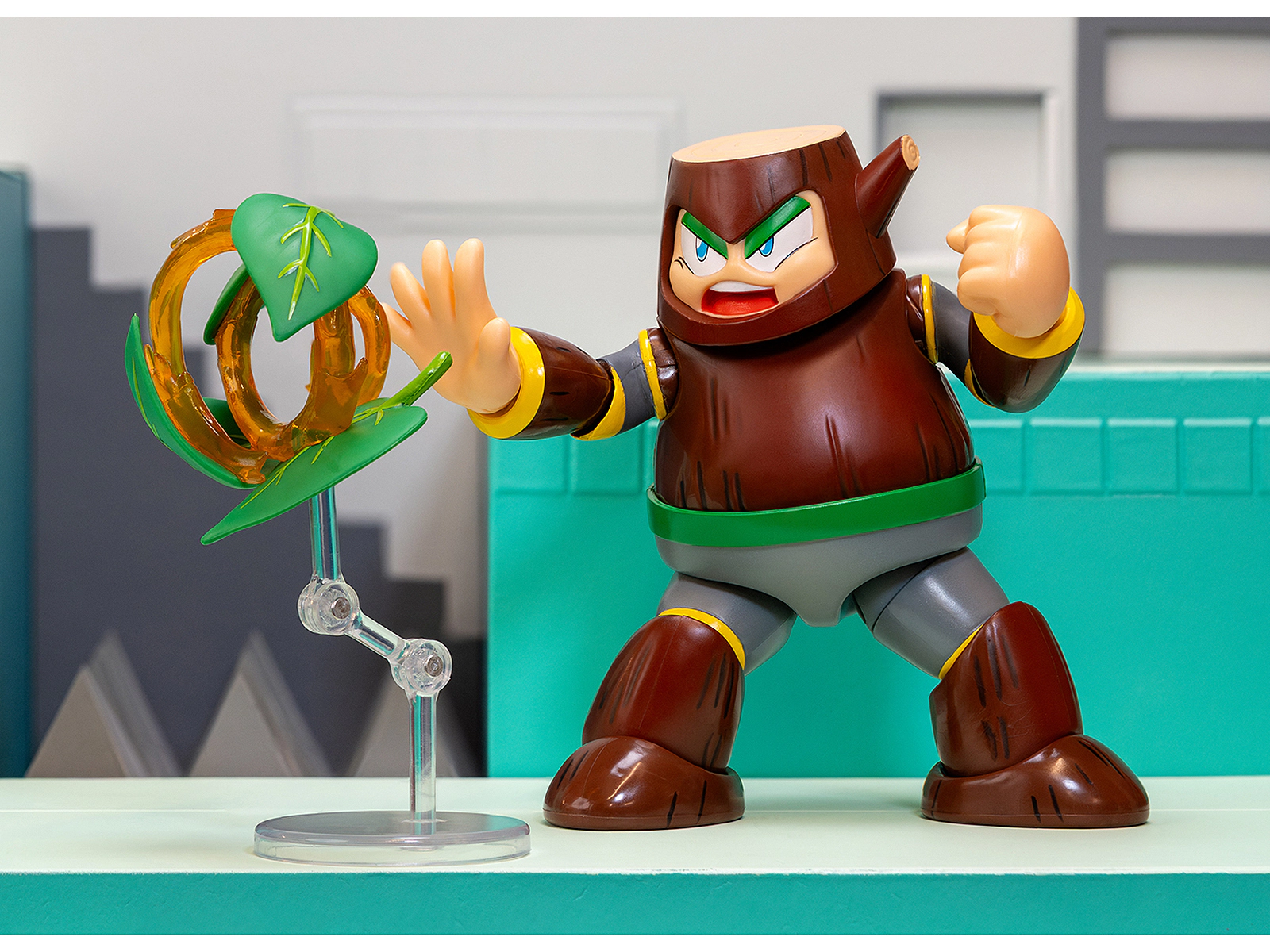 Jada Wood Man 5" Moveable Figure (Deluxe Version) with Accessories and Alternate Head and Hands "Mega Man"
