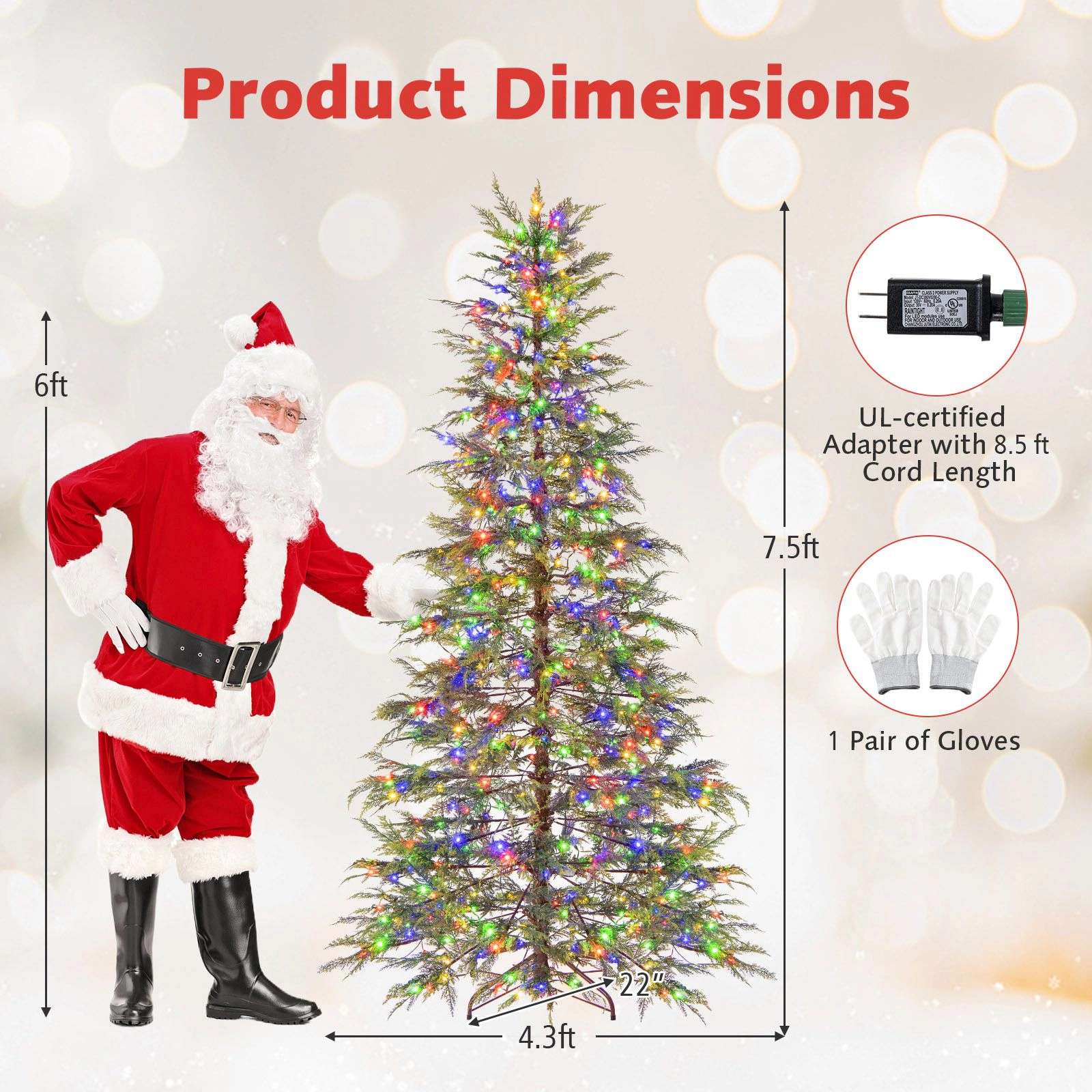 SlickBlue Pre-Lit Xmas Tree with Realistic Branch Tips & LED Lights