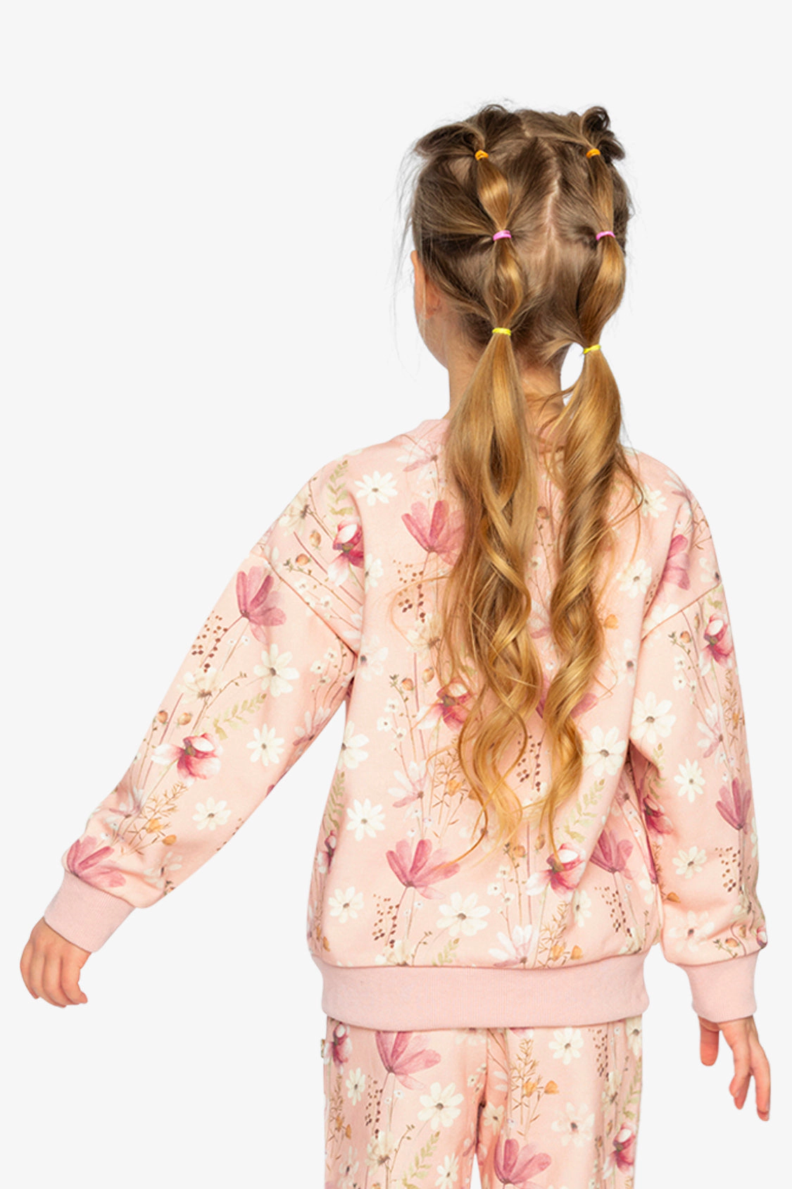 Deux par Girls French Terry Sweatshirt with Printed Flowers