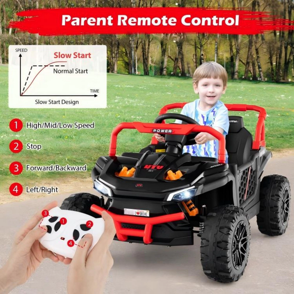 SUGIFT Kids Black 12V Ride On Off-Road UTV Truck with Remote and LED Lights 40-in W 23-in H 55-lb Rider Capacity