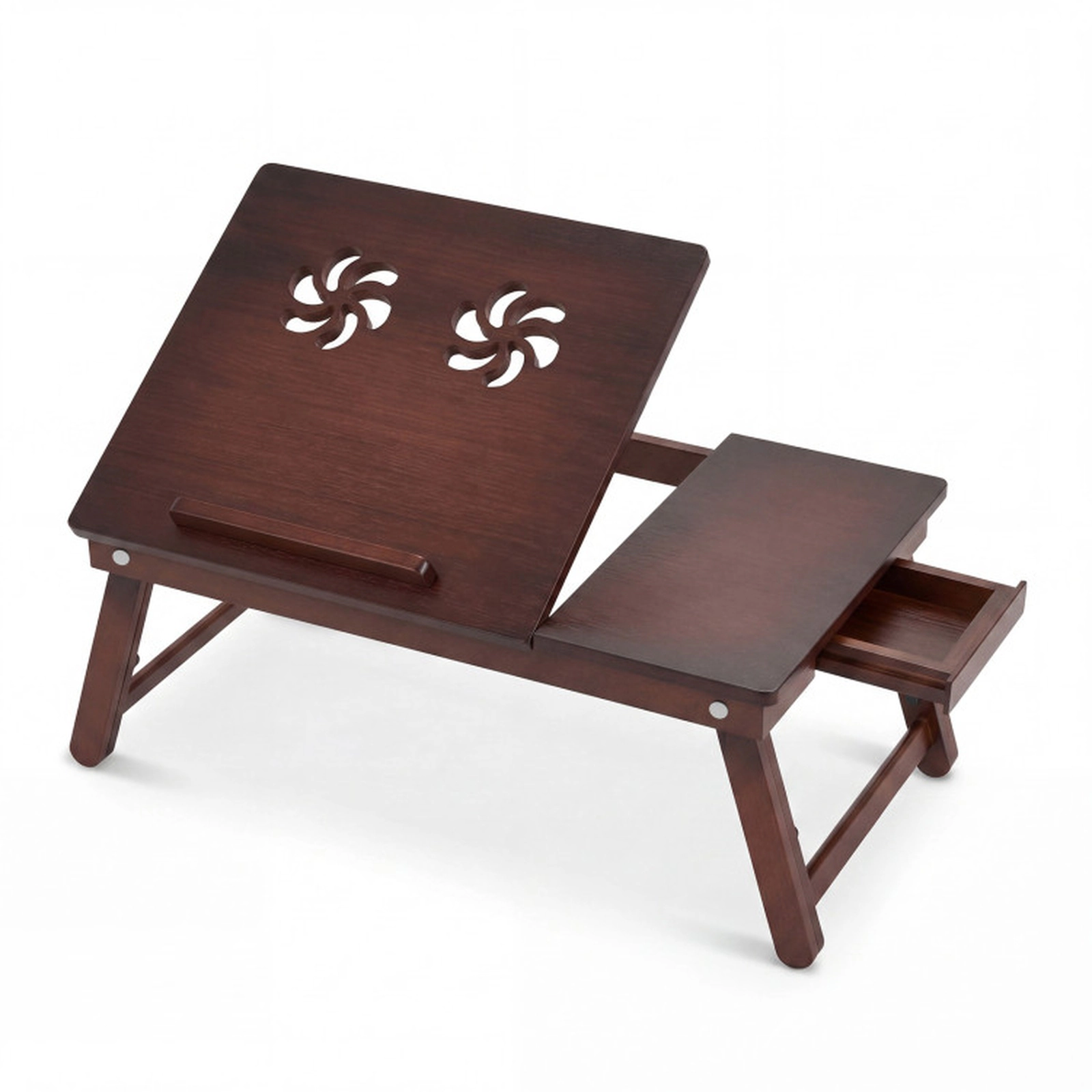 SUGIFT Bamboo 4 Tilt Levels Folding Legs Laptop Lap Desk 23-in x 13-in 9-in to 11.5-in Height 22-lb Capacity Brown