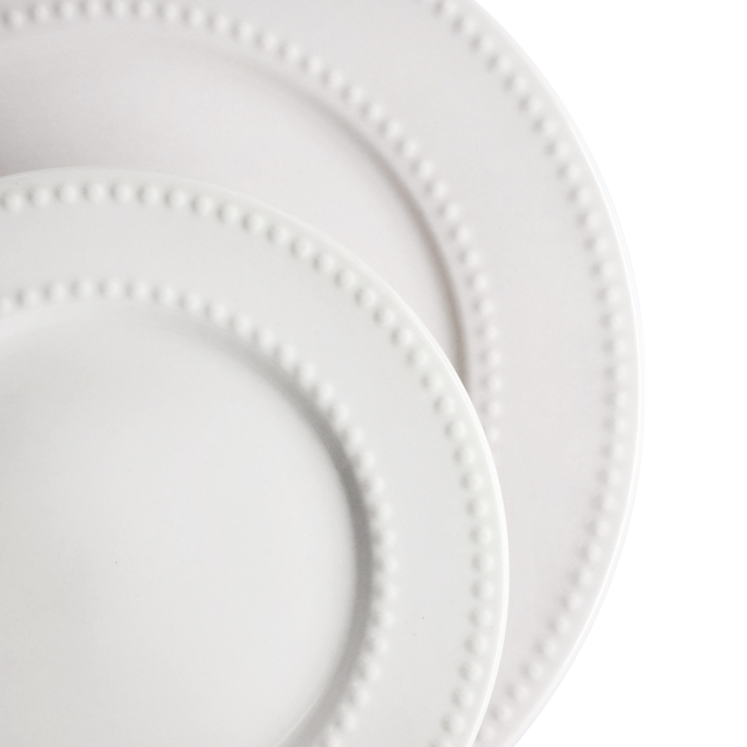 Elama Olevia 6 Piece Embossed Dot Stoneware Salad Plate Set in White