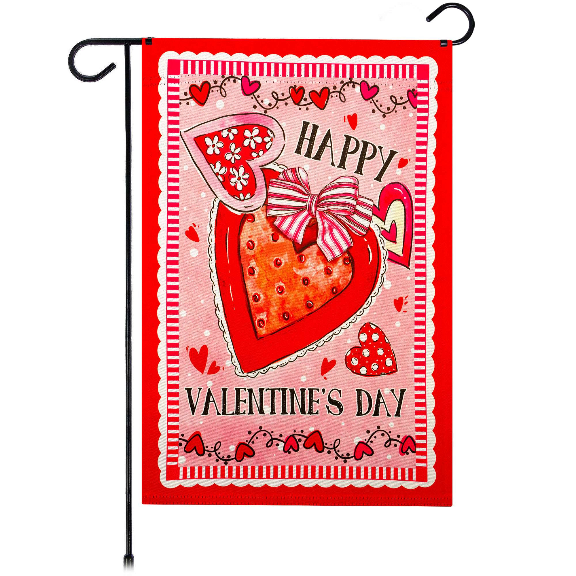 G128 Happy Valentine's Day Heart Cookie Double-Sided 12x18 Inch Garden Flag