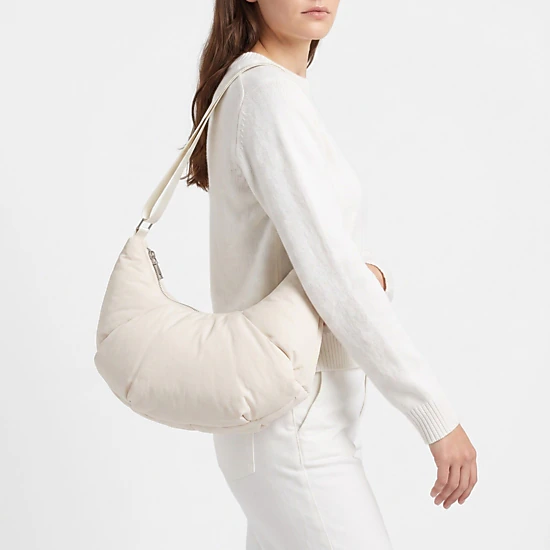 Alilang Women's Padded Crescent Shoulder Bag with Wide Strap and Top Zipper Closure 13x7.5x2.5in