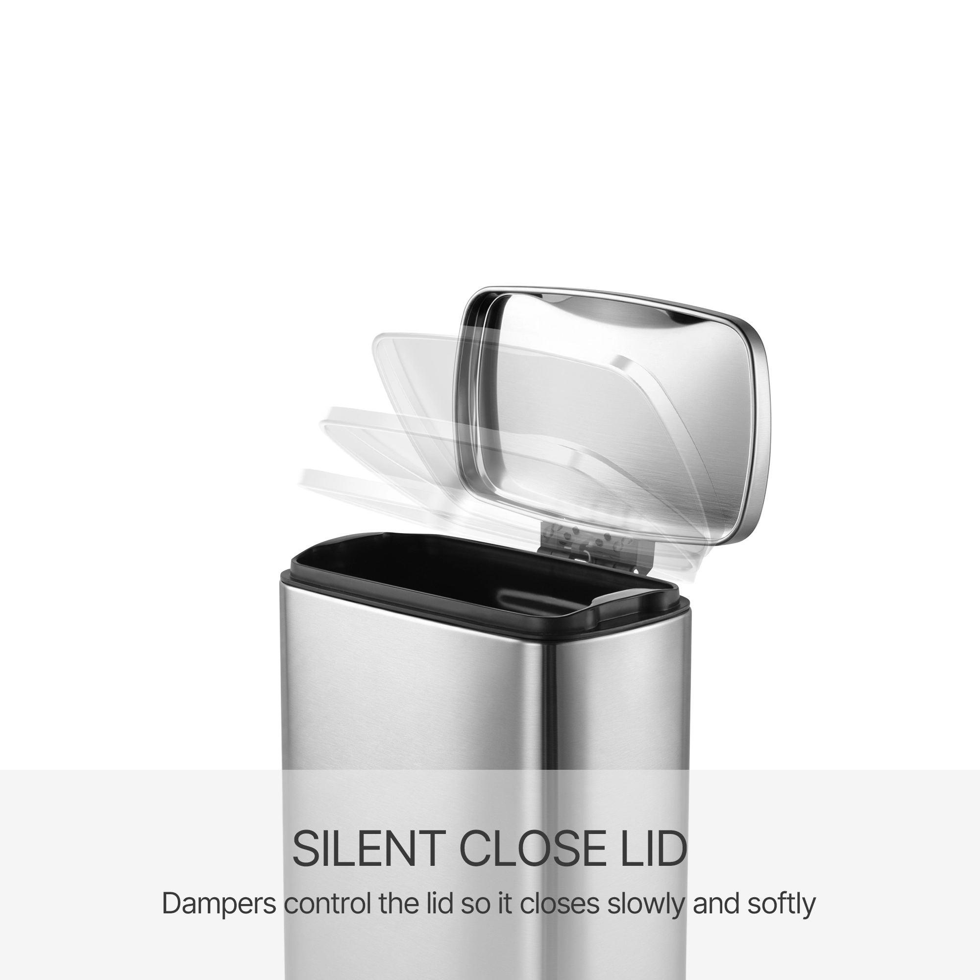Innovaze 1.3 Gal./5 Liter Rectangular Stainless Steel Step-on Trash Can for Bathroom and Office