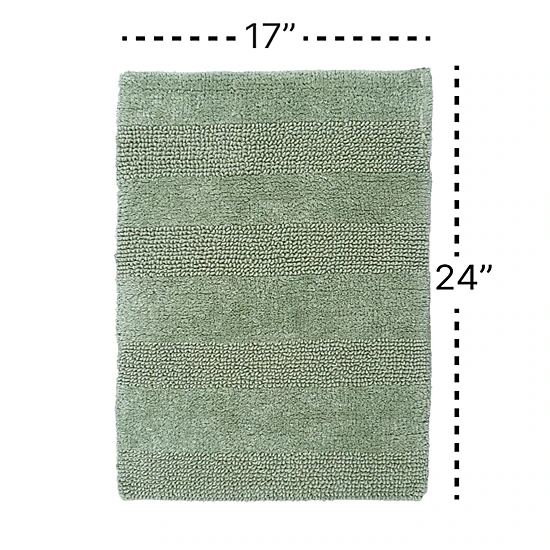 Knightsbridge Stylish And Comfortable All Season Traditional Wide Cut Design Cotton Bath Rug 17" X 24" Sage
