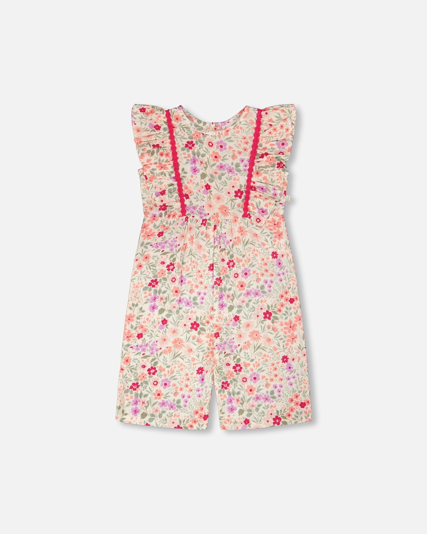 Deux par Girls Muslin Jumpsuit Printed Flowers