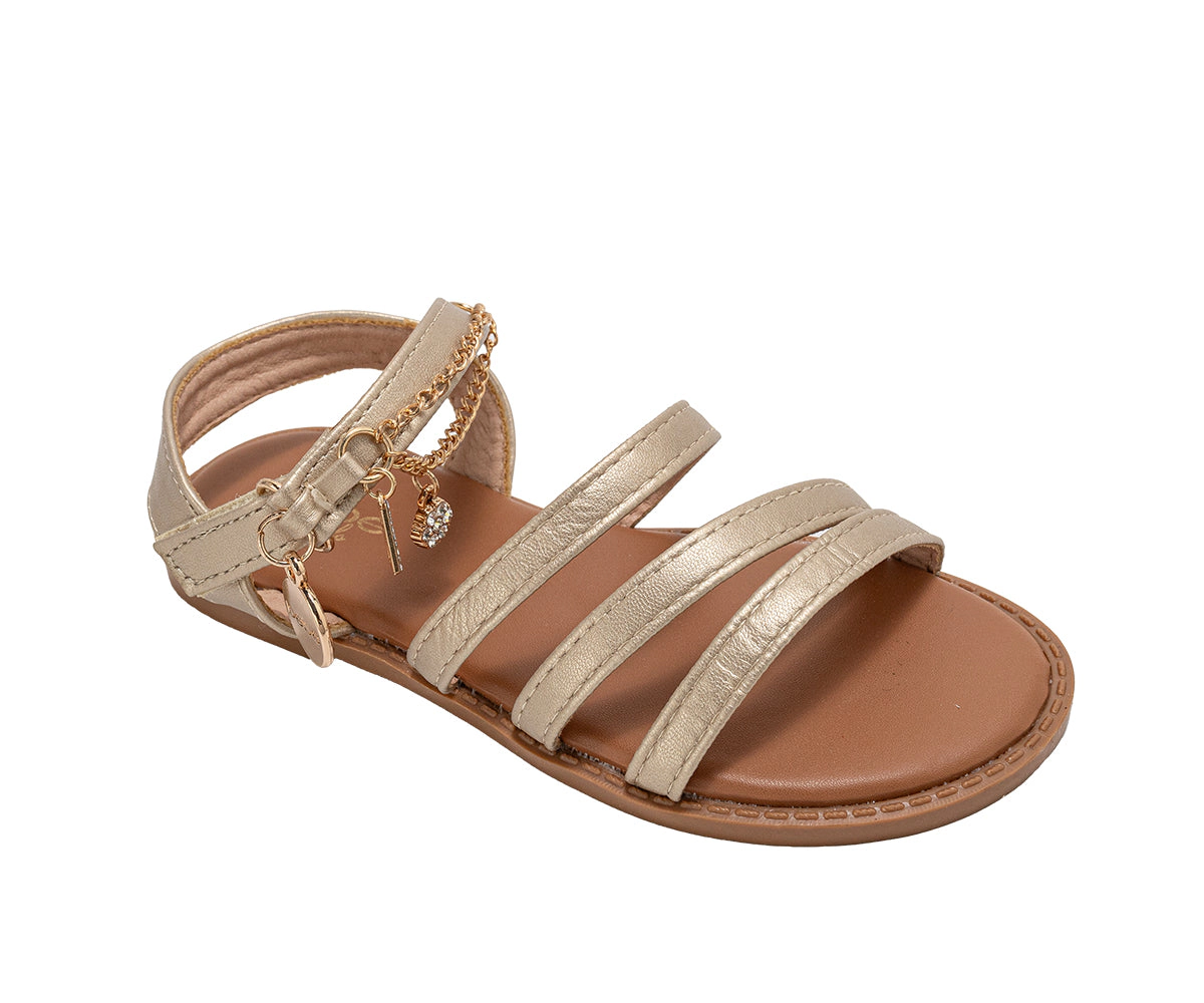 bebe Girl's Fashion Sandals - Dressy Shoes with Decorative Chain and Charms