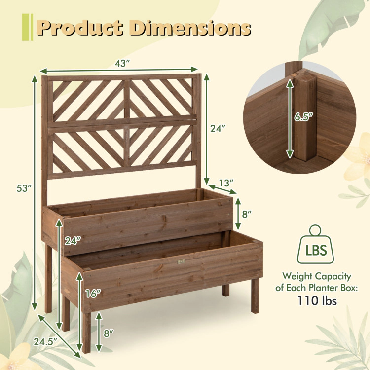 Hivvago 2-Tier Raised Garden Bed with Trellis