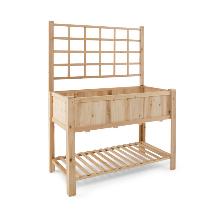 Hivvago Raised Garden Bed Elevated Wooden Planter Box with Trellis
