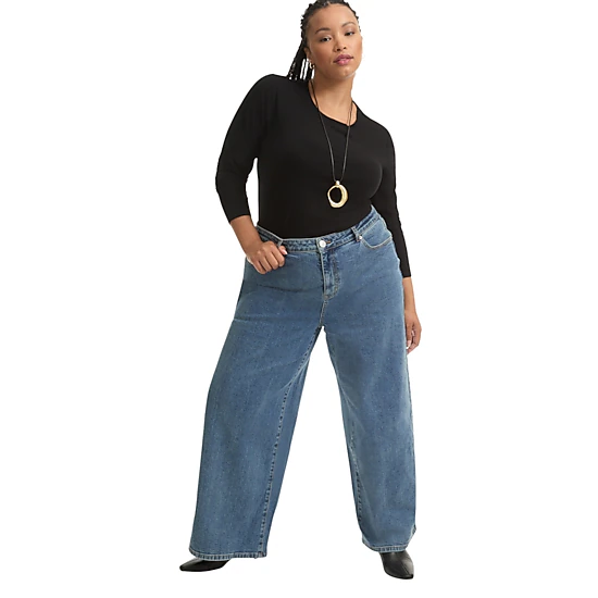 June & Vie Women's Plus Size Curvie-Fit High-Rise Jeans