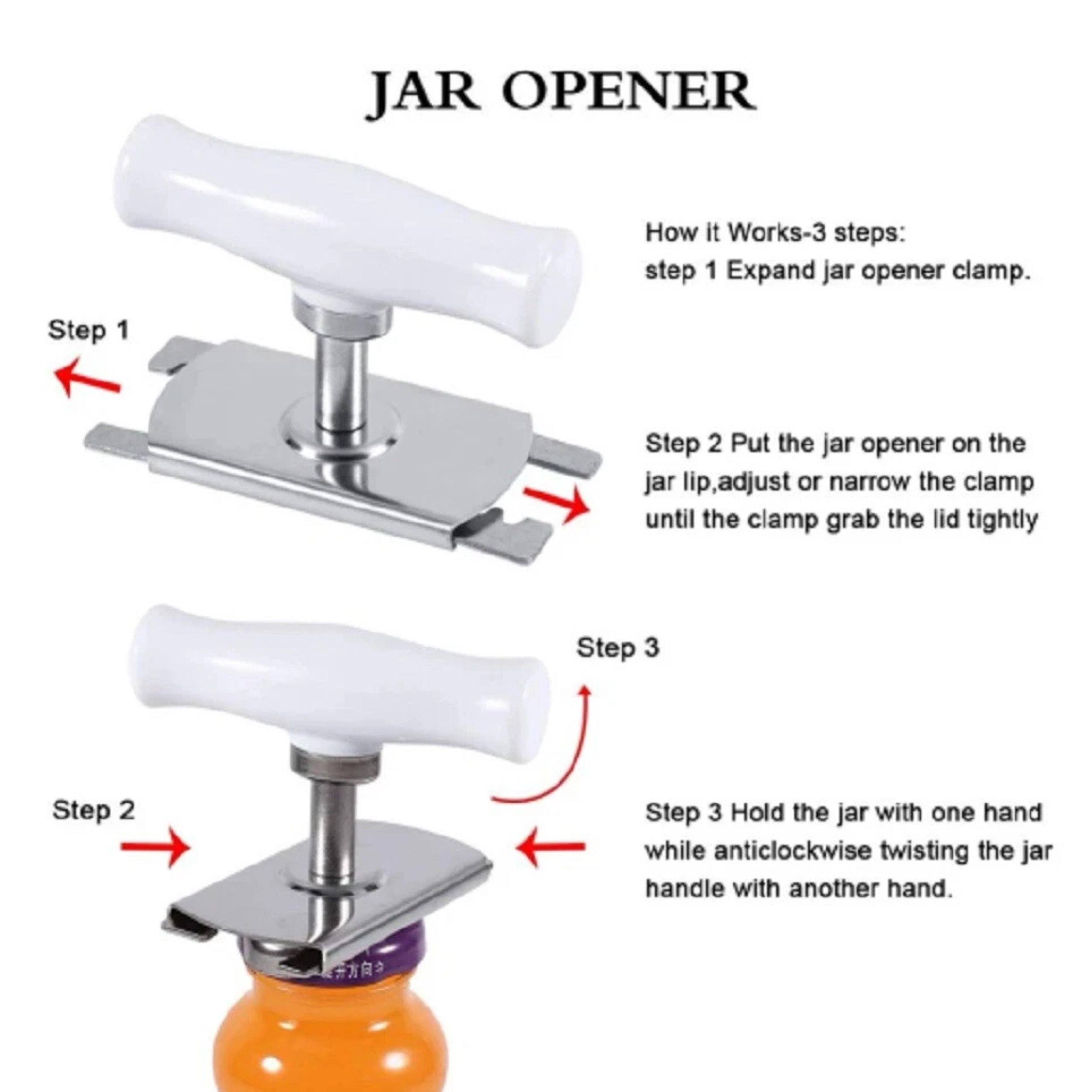 Home Collection Adjustable Stainless Steel Jar Opener Lid & Bottle Cap Remover
