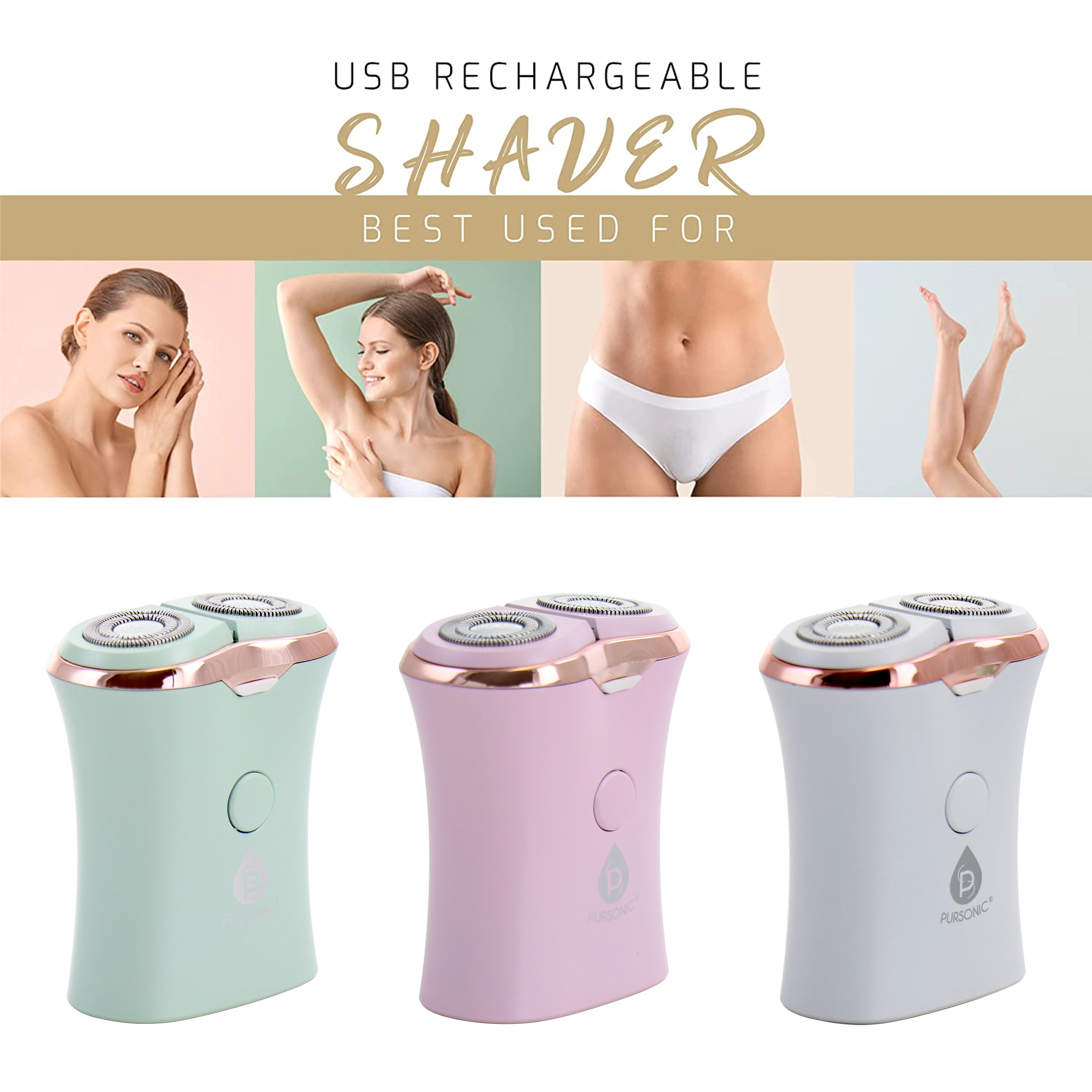 Pursonic Women's Rechargeable USB Hair Remover Shaver