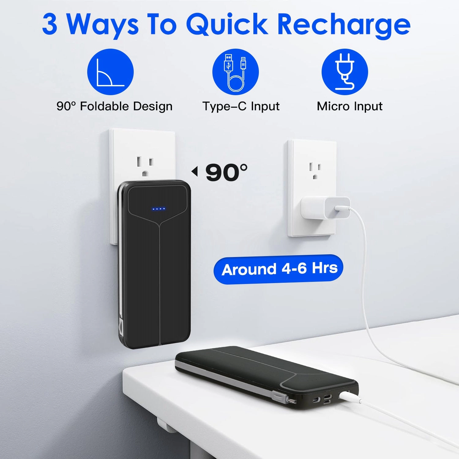 GBruno 3-in-1 10000mAh Portable Charger Power Bank