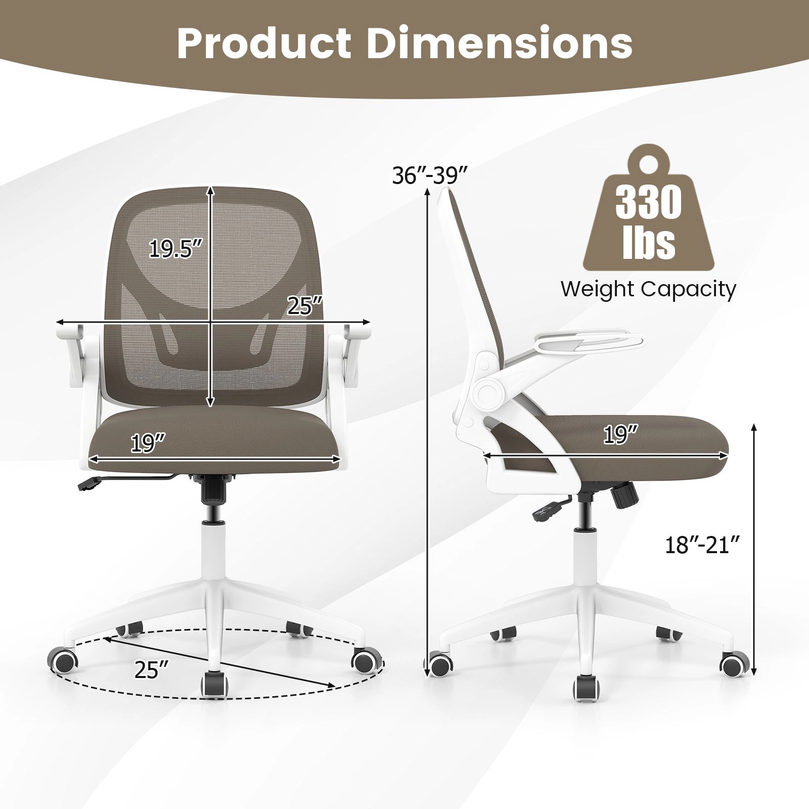 SlickBlue Ergonomic Office Chair with Mesh Back and Flip Arms