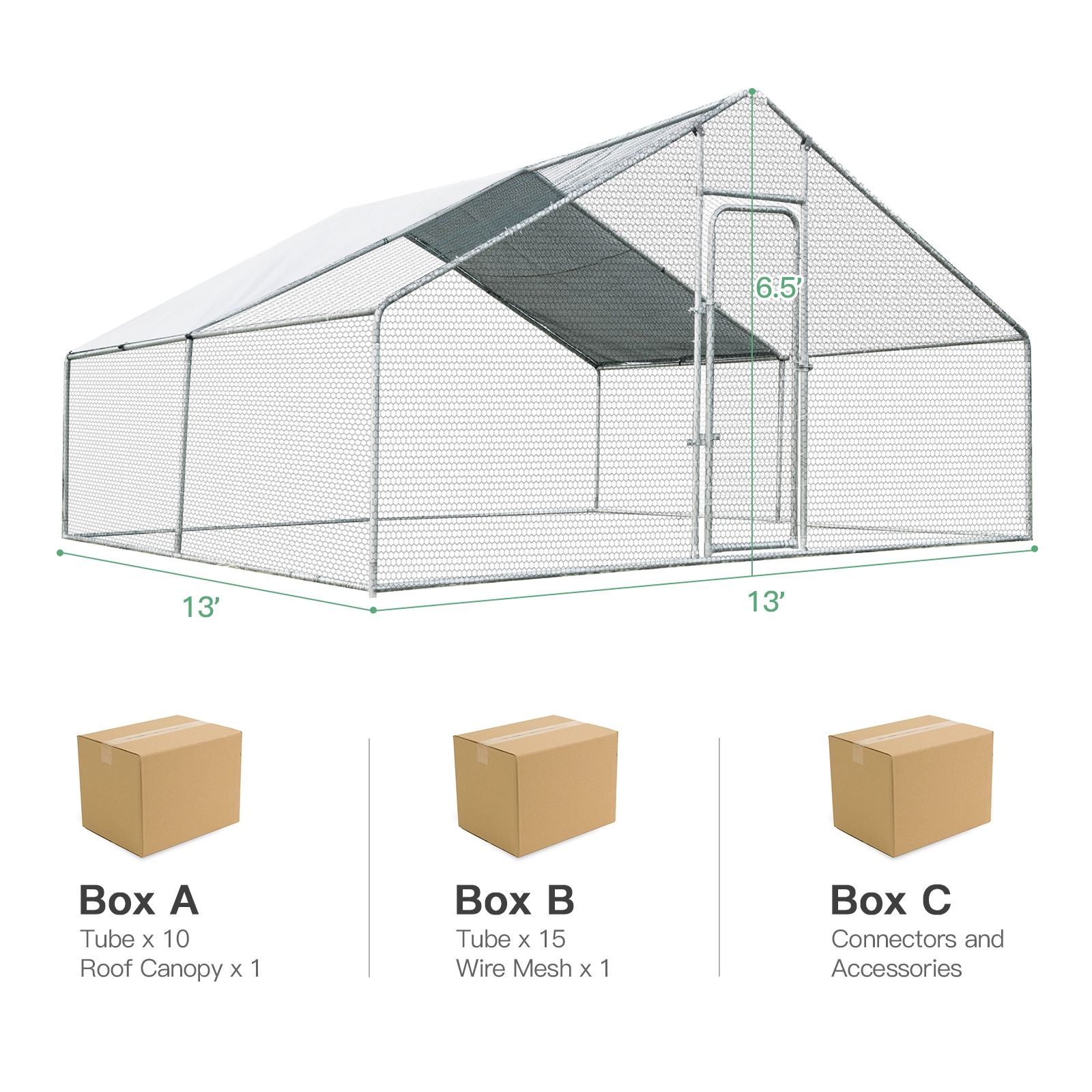 SUGIFT 13-ft x 13-ft Silver Walk-in Chicken Coop with Waterproof Cover Steel Frame and Lockable Latch