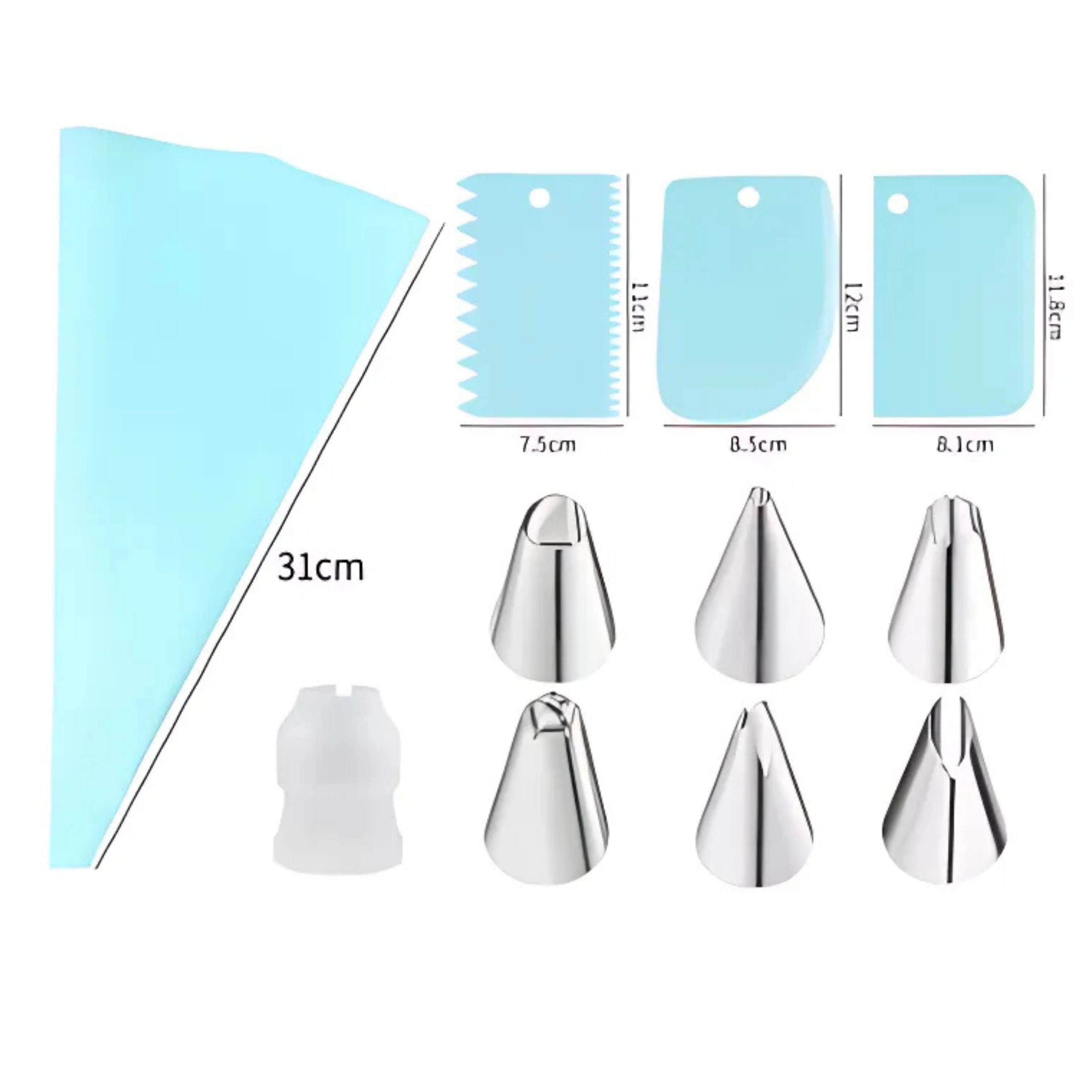 Kitcheniva 11 Pcs Reusable Silicone Piping Bag With Accessories Set