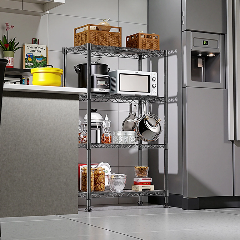 Flynama Steel Chrome 4 Tier Shelving 1000lb Heavy Duty Space Saving Adjustable Rack for Home Kitchen and Office
