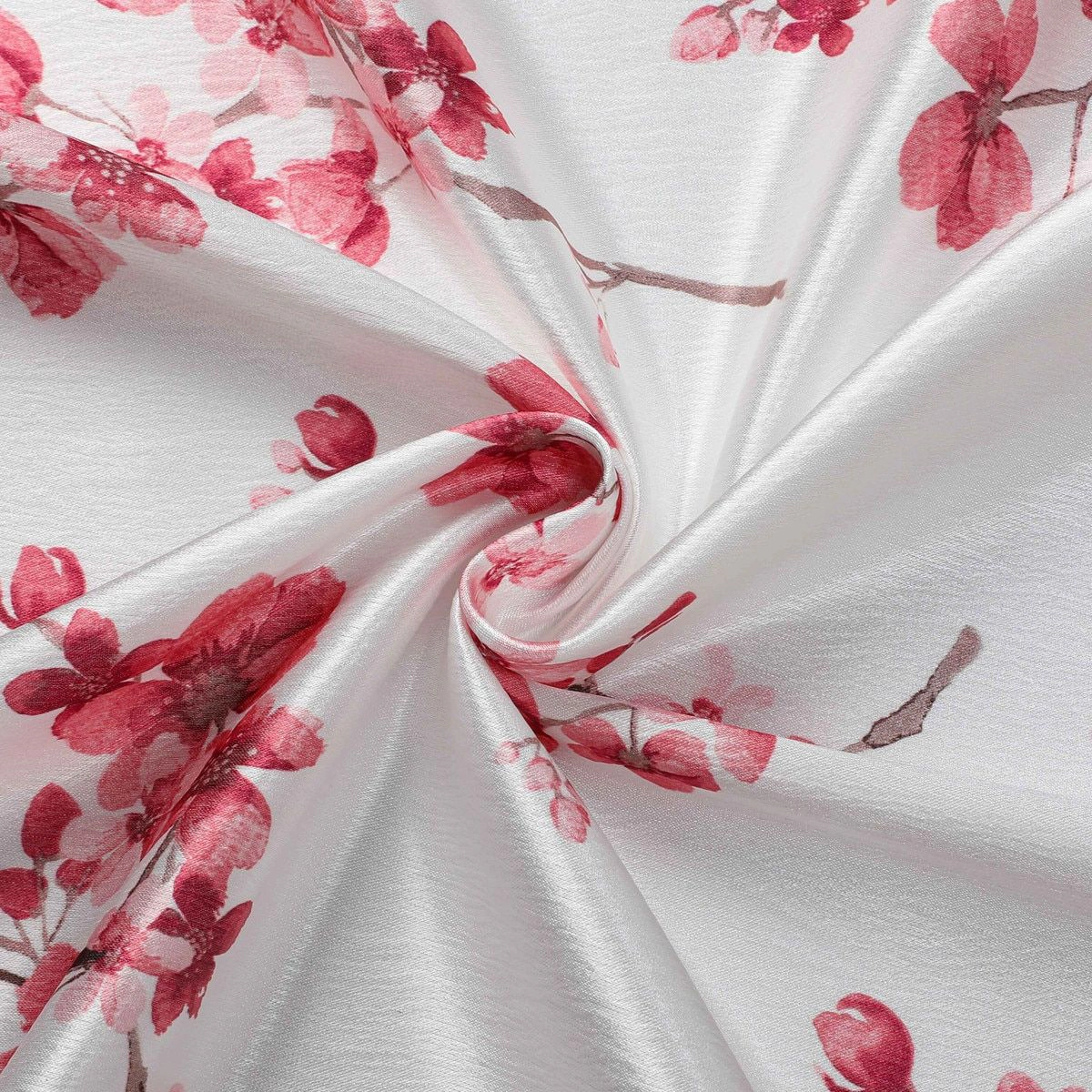 Kate Aurora 1 Piece Printed Cherry Blossom Rod Pocket Window Curtain Panel