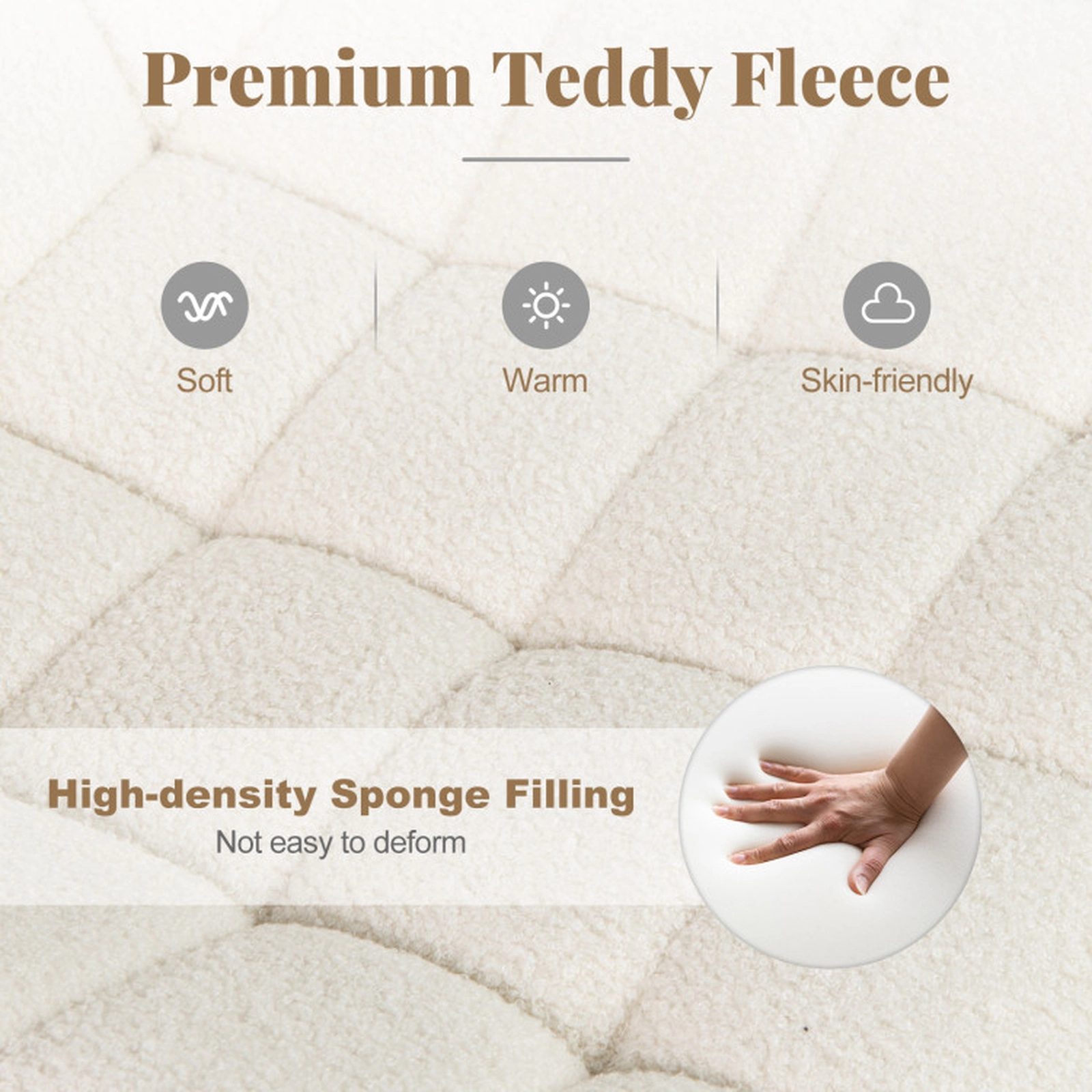 SUGIFT Teddy Fleece Armless Curved Backrest Swivel Vanity Office Chair 26.5-in x 26.5-in x 31.5-in 250-lb White