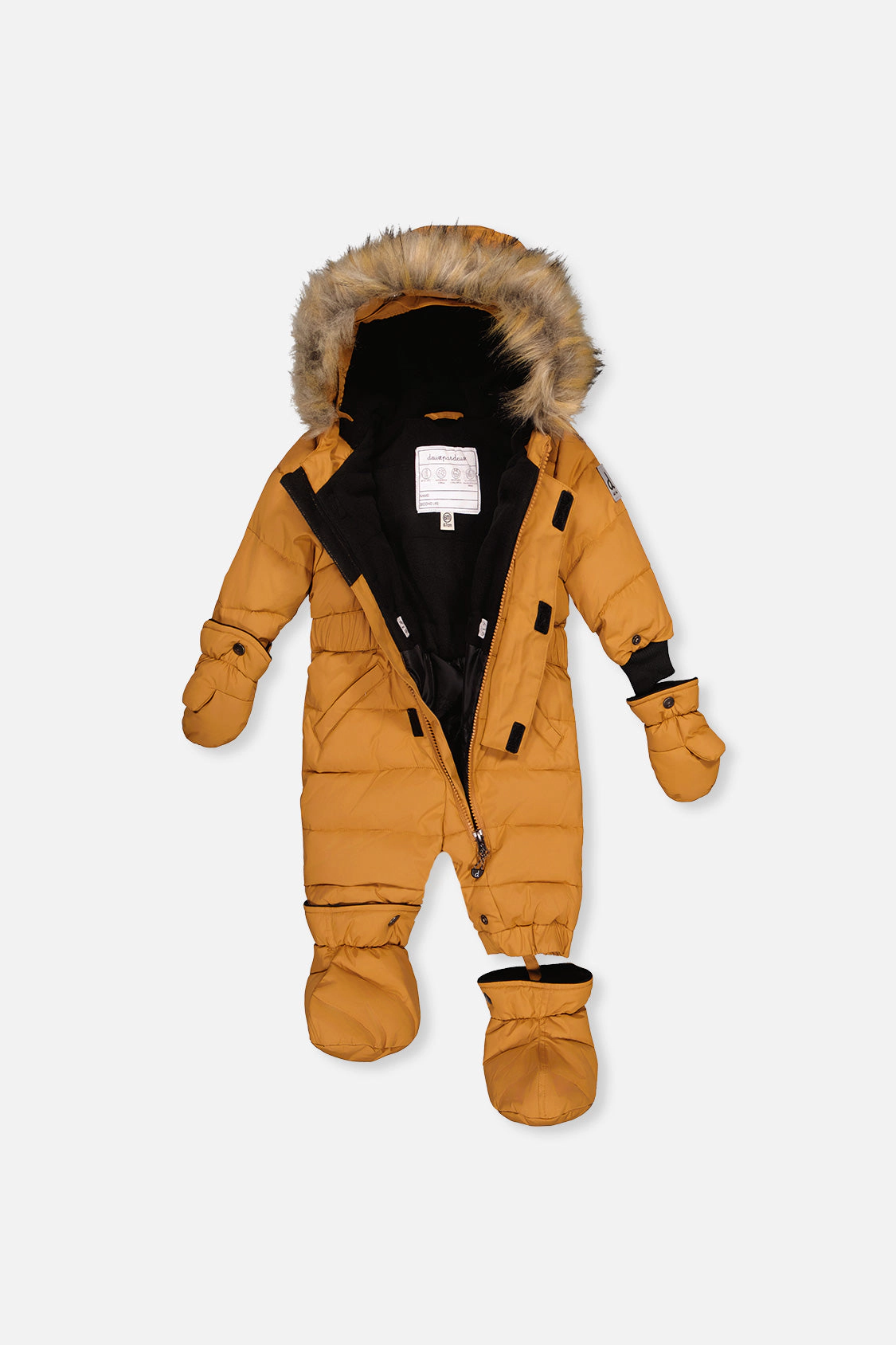 Deux par Unisex Original One Piece Puffy Snowsuit with Removable Mittens and Boots