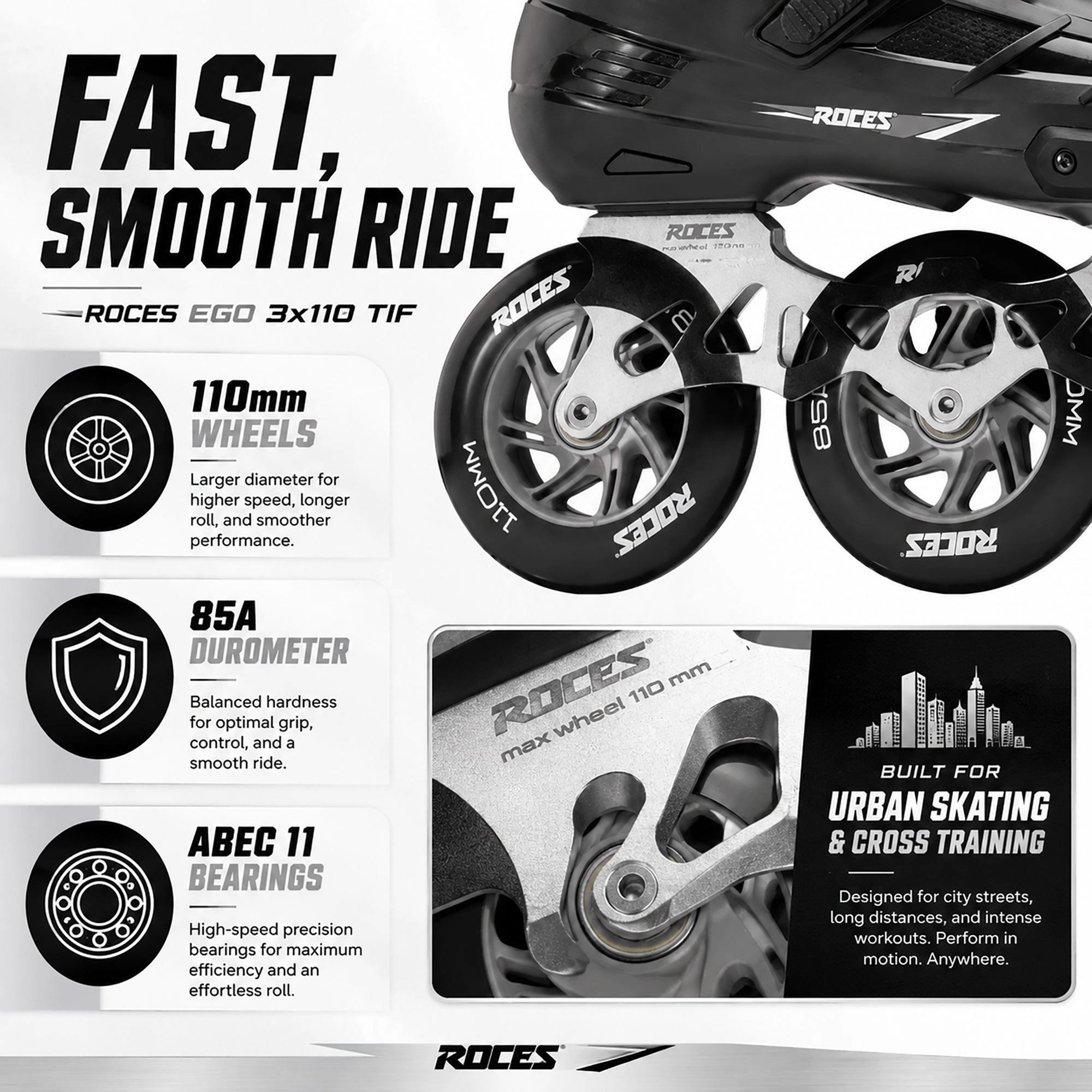 Roces Ego 3x110 TIF Mens Inline Skates