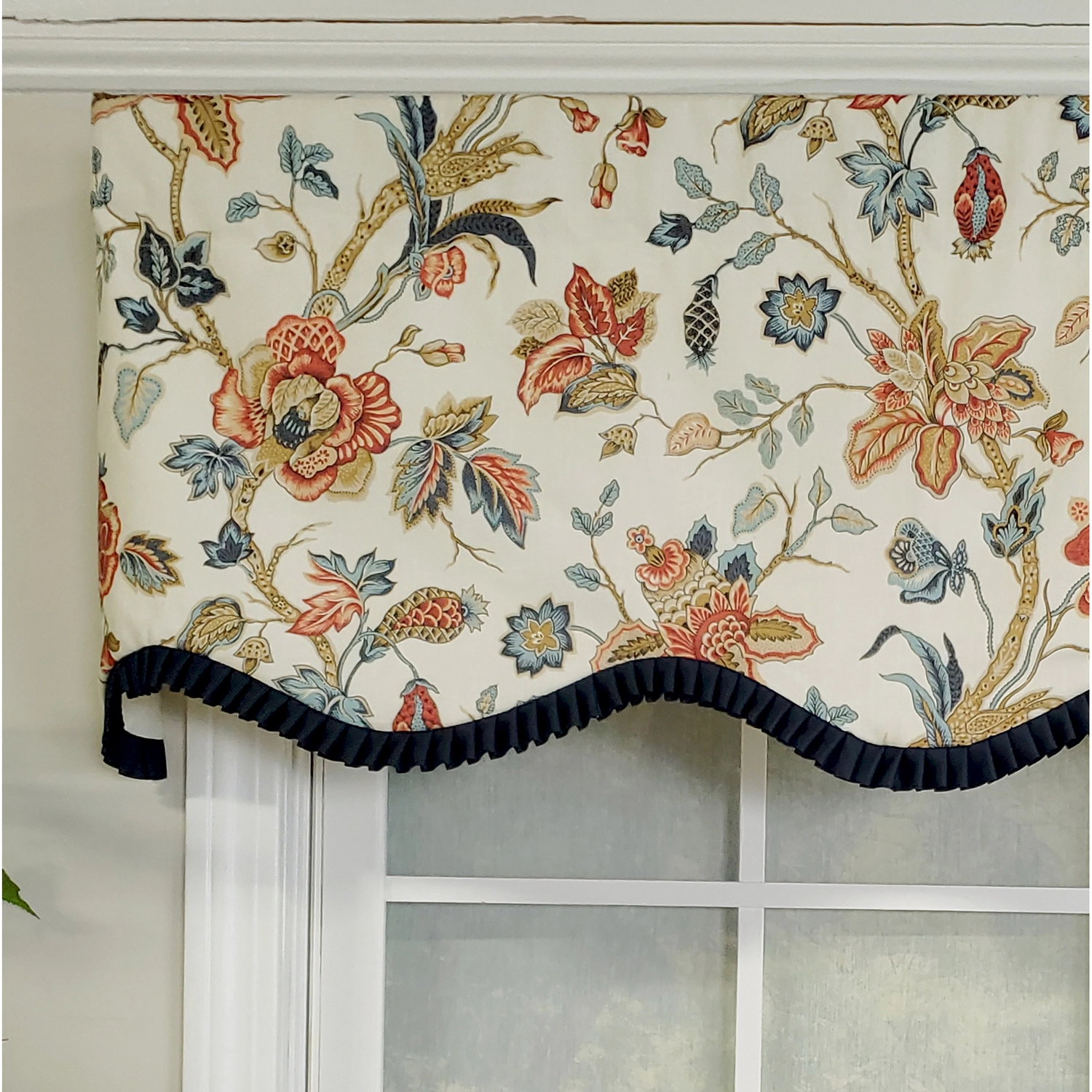 RLF Home Giana Ruffled Provance 100% Cotton 3" Rod Pocket Window Valance 50"x15" Americana
