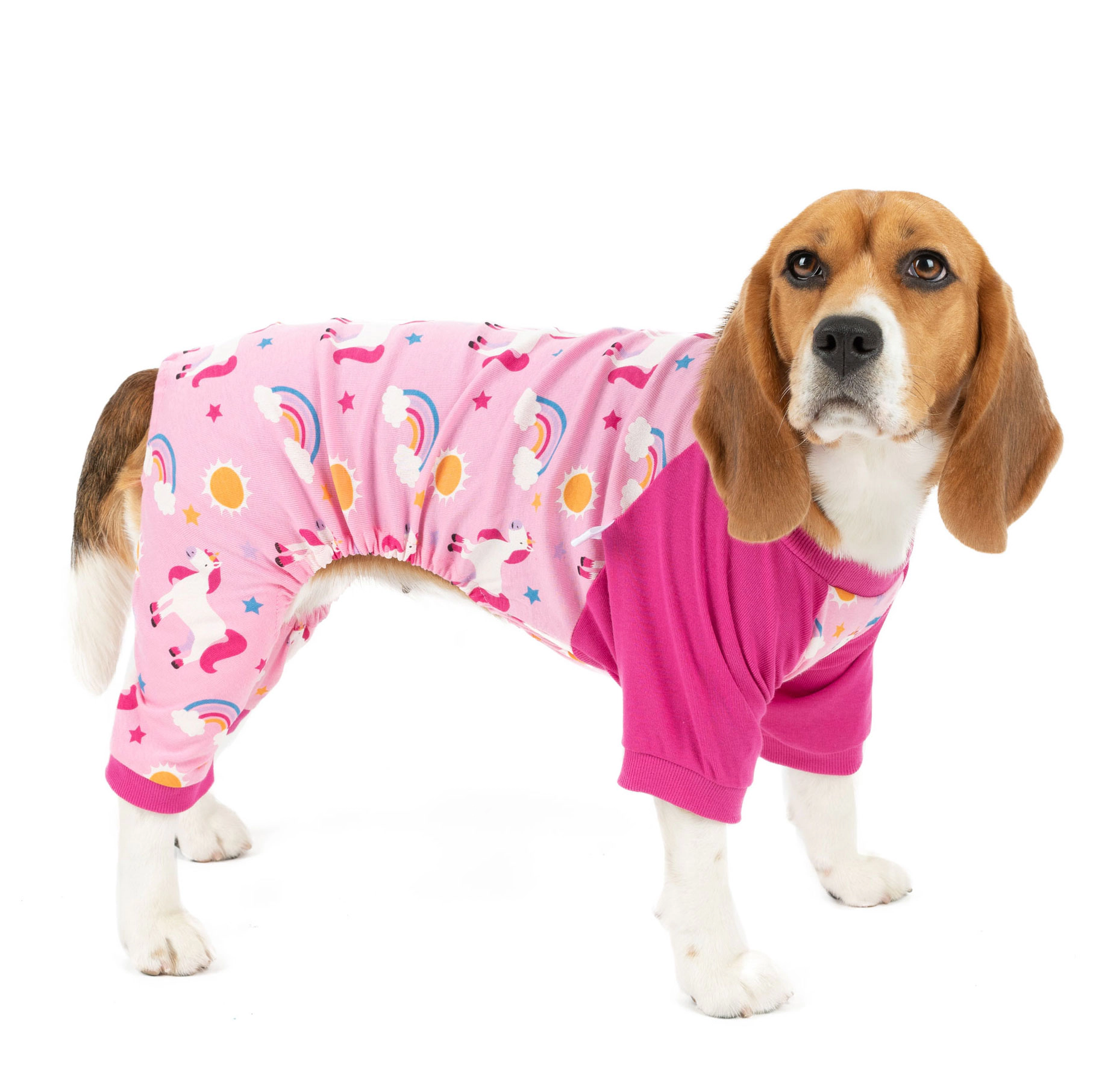 Leveret Dog Cotton Pink Rainbow & Unicorn Pajamas