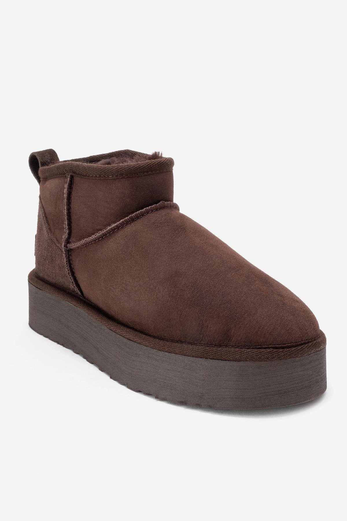 Forever & Always Womens Havana Leather Platform Ankle Boots