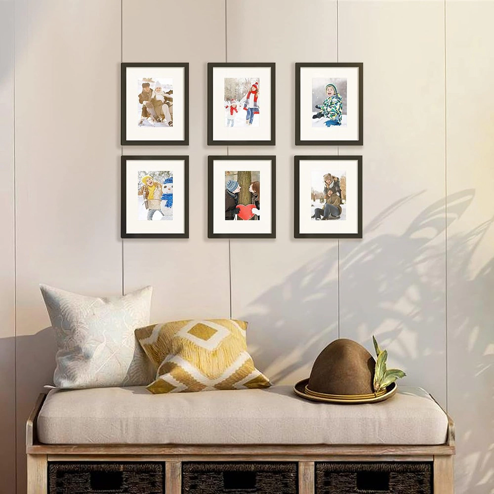 ACPJR 11x14 Picture Frames Set of 4, Black Wood Frames with Glass, 8x10 with Mat or 11x14 Without Mat, Wall Mount Galler
