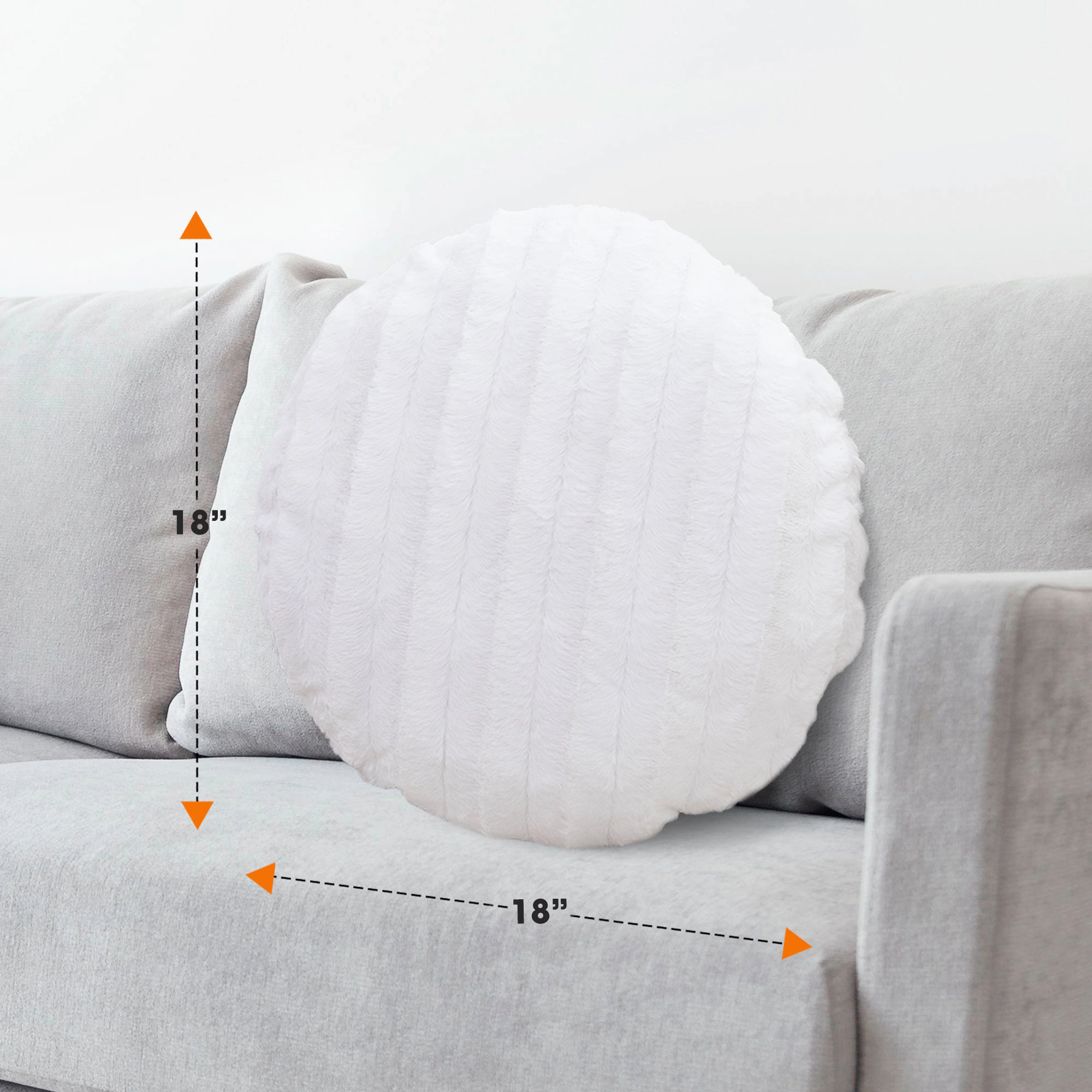Cheer Collection 18-Inch Round Faux Fur Decorative Throw Pillows with Inserts, 2-Pack