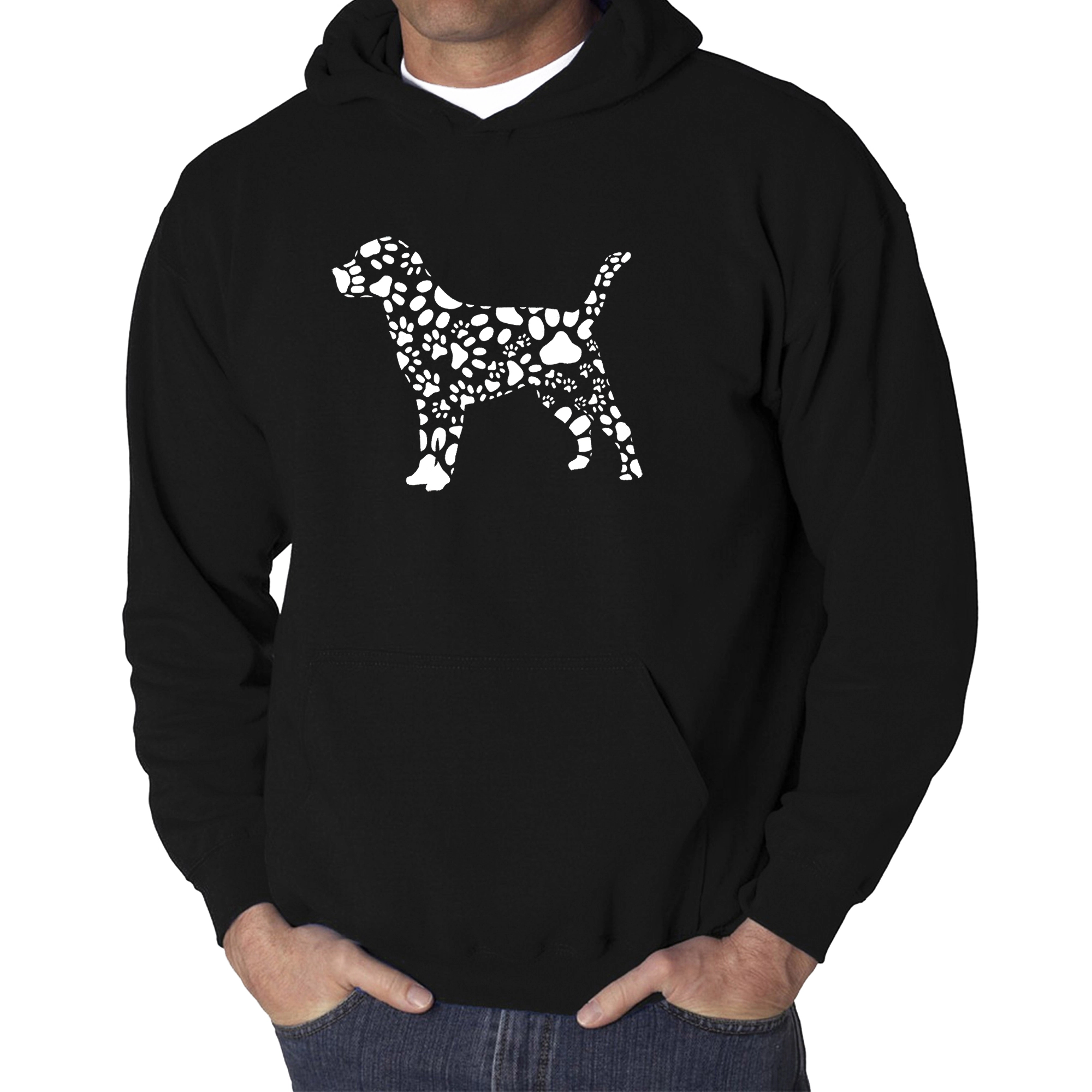 LA Pop Art Dog Paw Prints - Men's Word Hooded Sweatshirt