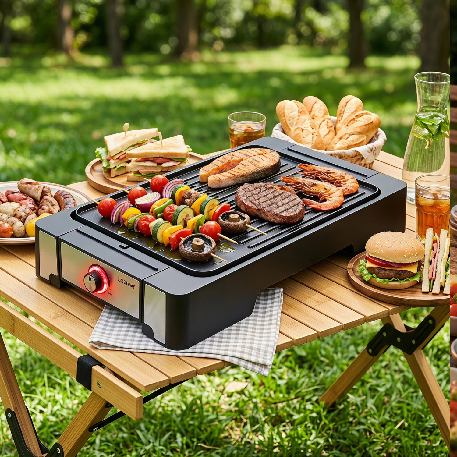 LJG 2300W Electric Griddle with Nonstick Die Cast Aluminum Cooking Surface