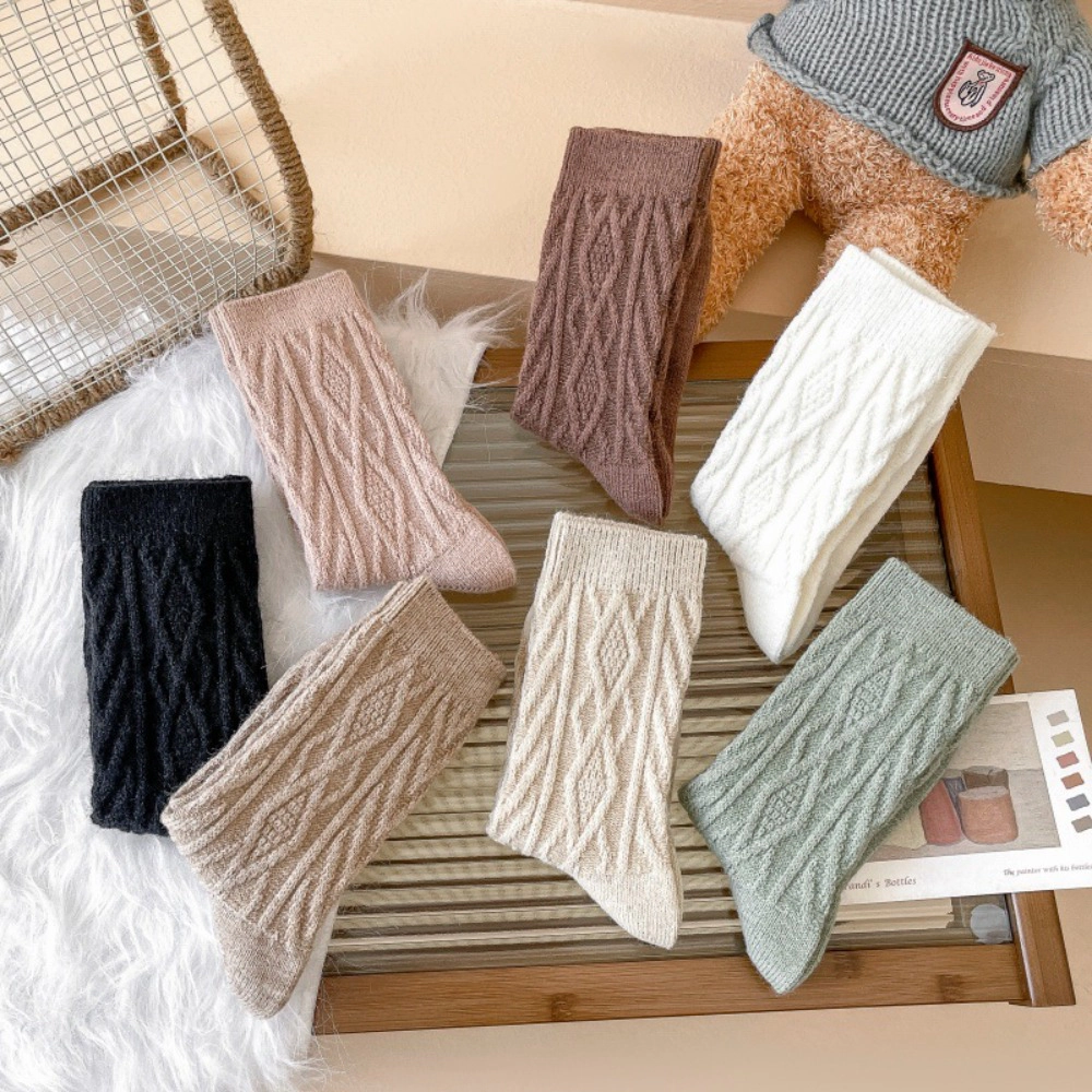 Wardrobe Whimsy 7 Pairs Women Knit Thermal Crew Socks Warm Winter Cozy Socks
