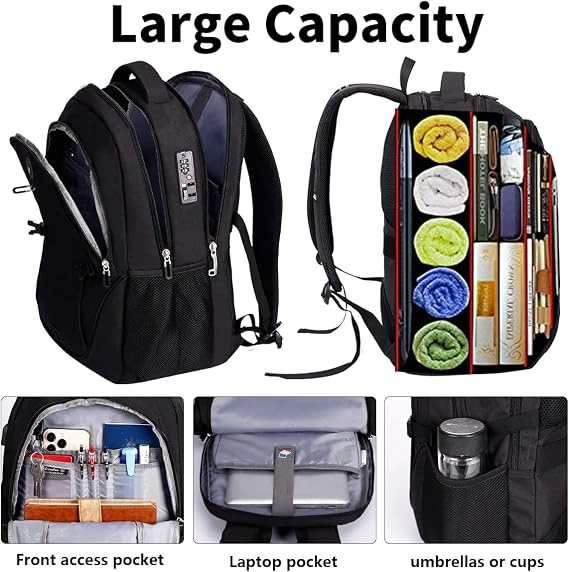 Clear Skye Unisex Black Anti-Theft Travel Backpack
