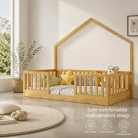 GOODSILO Twin Size Solid Pine Single Bed Frame