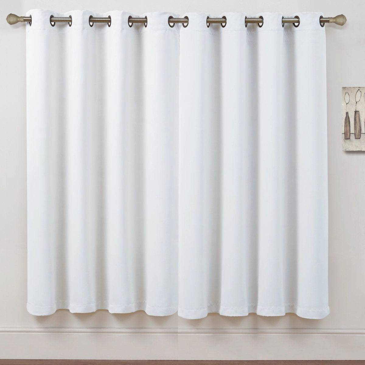 Kate Aurora Set of 2 Thermal Room Darkening Grommet Top Curtains For Small Windows - 63 in. Long