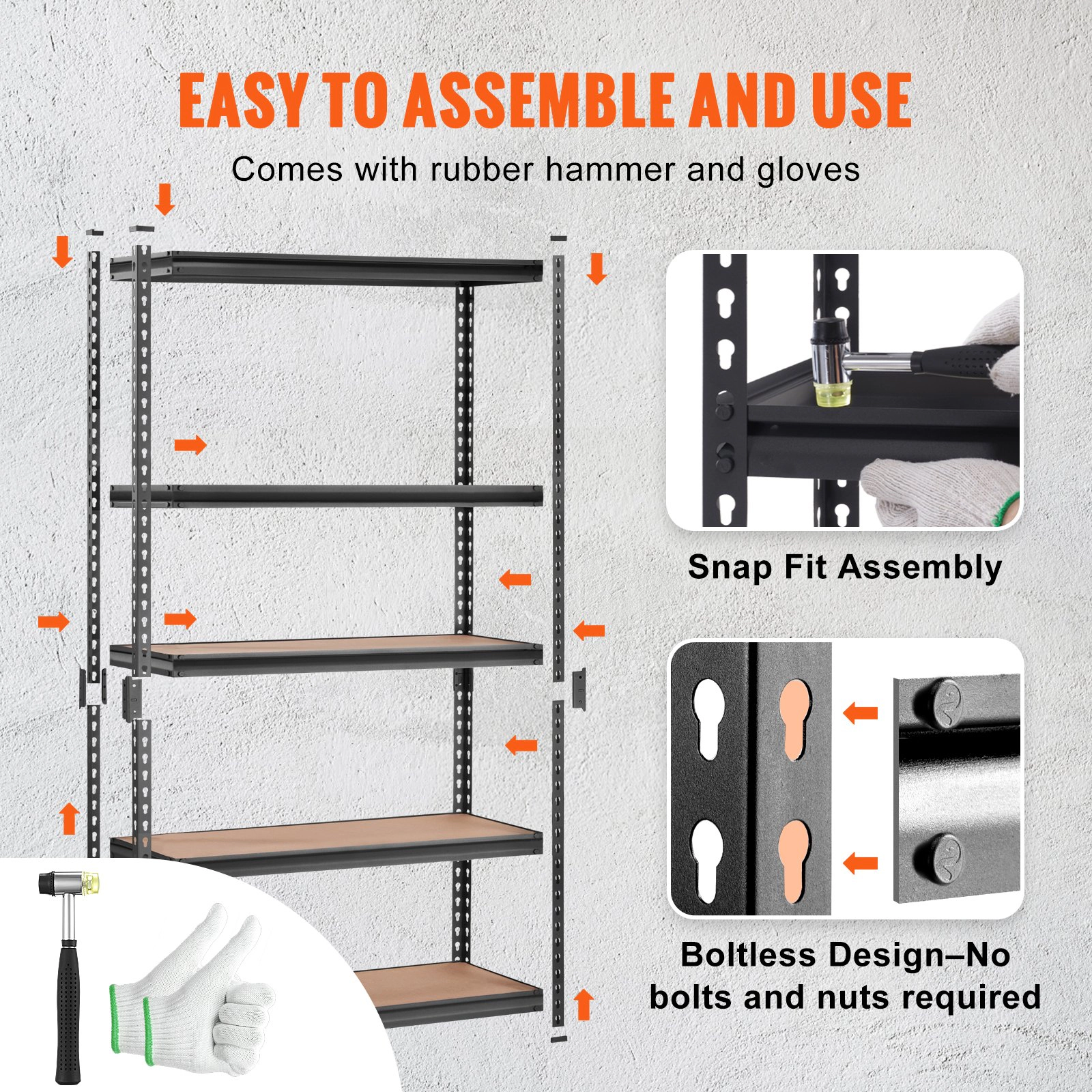 Flynama 5 Tier Heavy Duty Steel Shelving 2000 LBS 72 in H Adjustable Storage Rack for Garage
