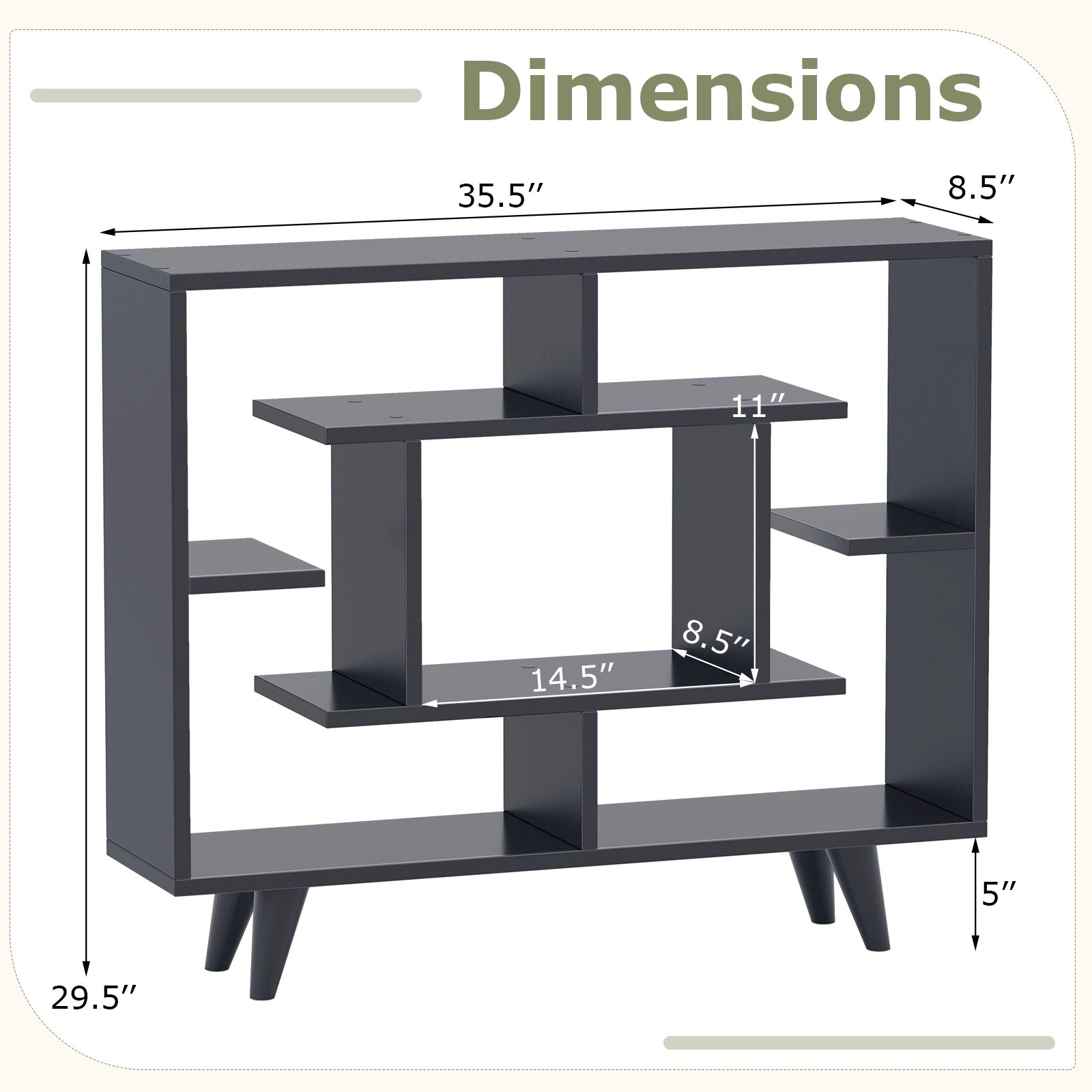 SlickBlue Modern Geometric Bookcase Storage Shelving Unit for Living Room Office