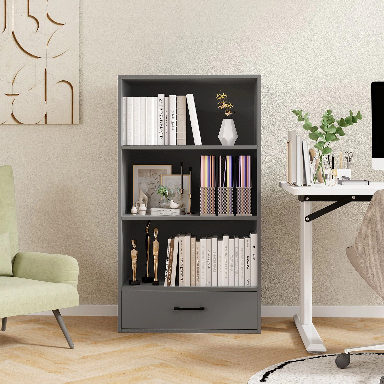SlickBlue Modern 12-Cube 4-Tier Bookcase with Open Storage Shelves