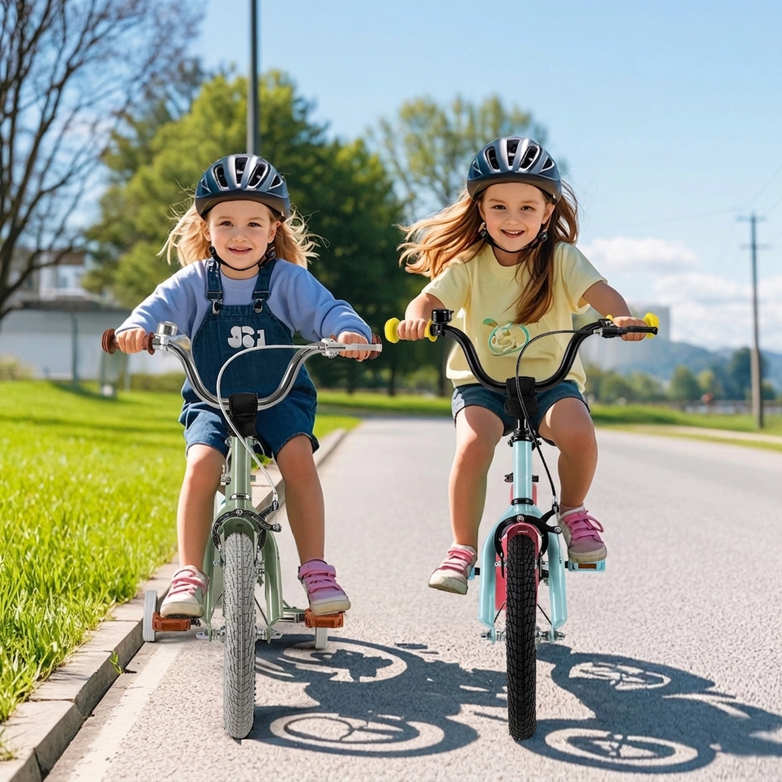 16-in Kids Bike Quick-Release Adjustable Handlebar Saddle Dual Brake System Removable Training Wheels Ages 4-7 Blue