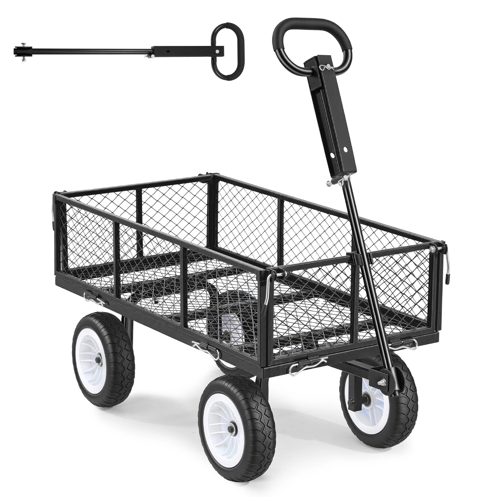 HONGGE Garden Cart 900 LBS Heavy Duty Steel Yard and Utility Wagon with 10-Inch Tires Outdoor Gardening Stool